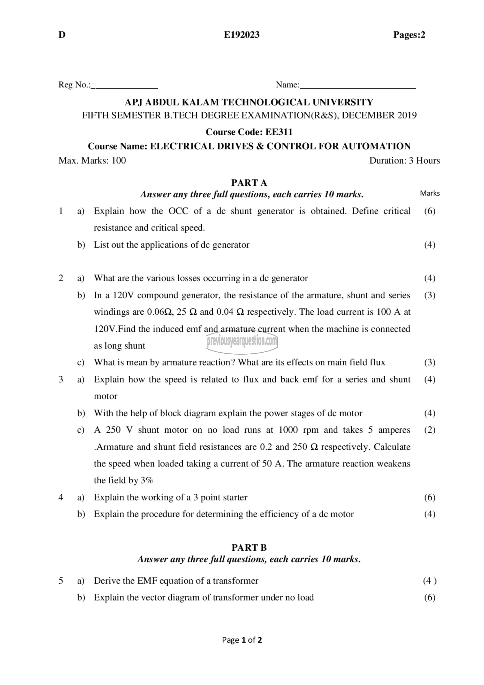 Question Paper - Electrical Drives &Control for Automation-1