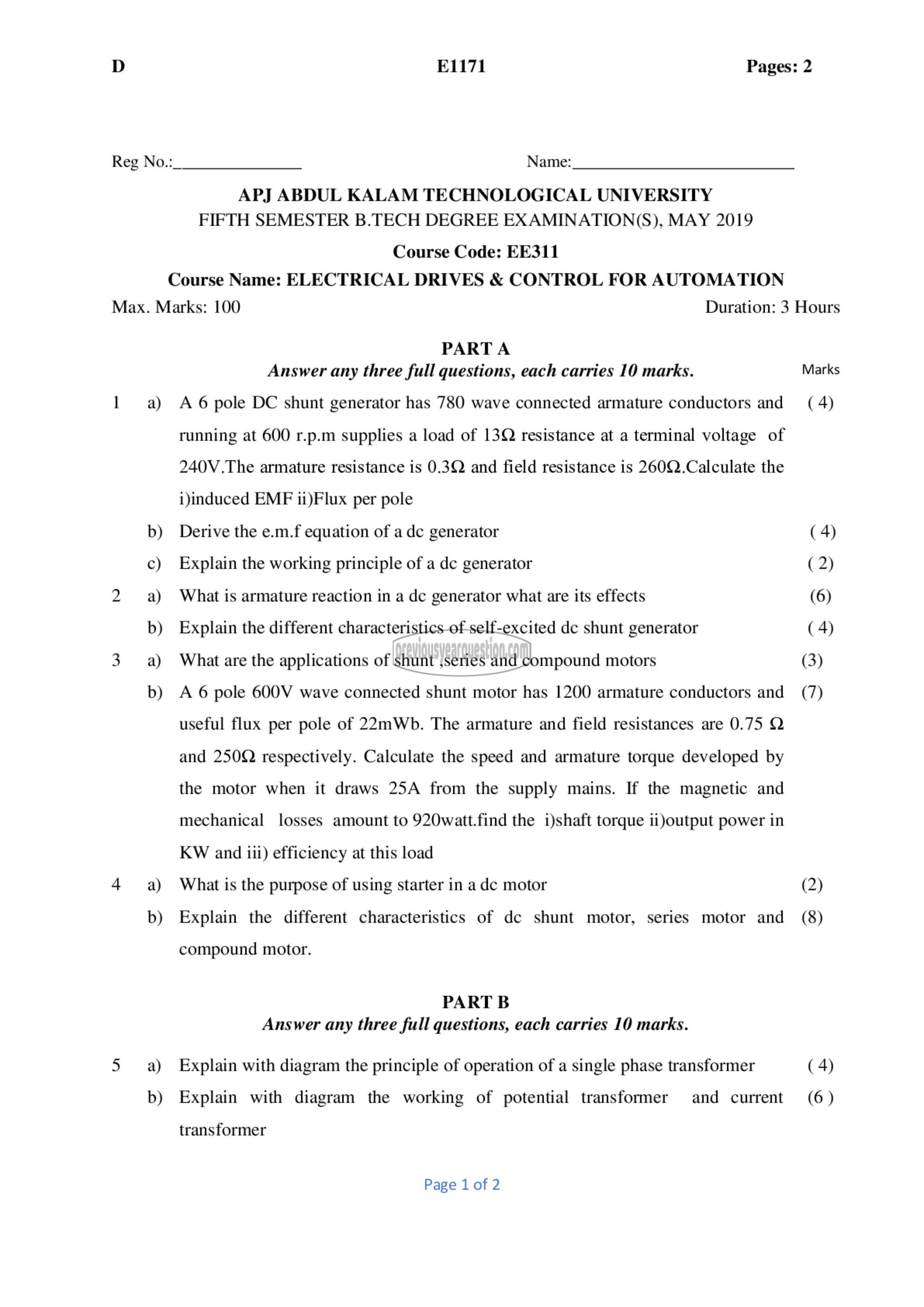 Question Paper - Electrical Drives &Control for Automation-1