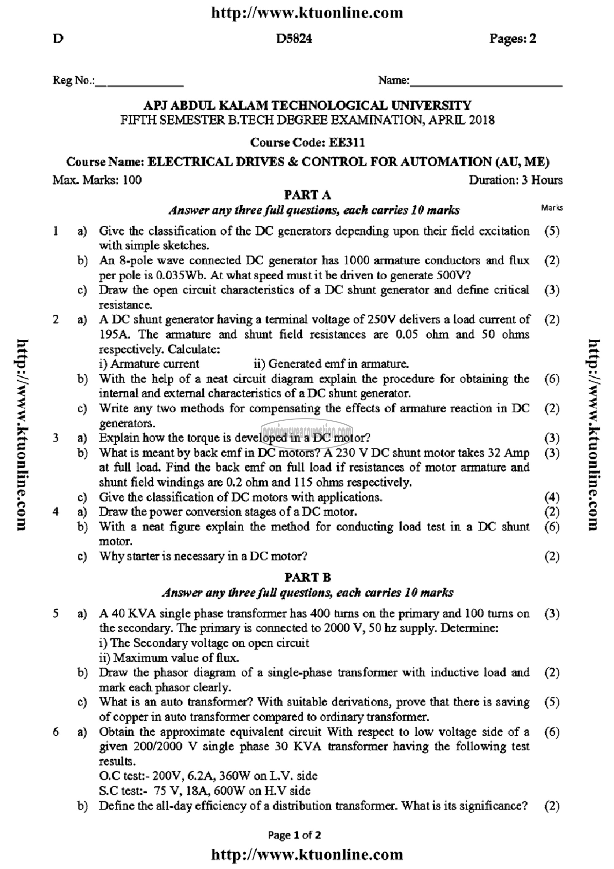 Question Paper - Electrical Drives &Control for Automation-1