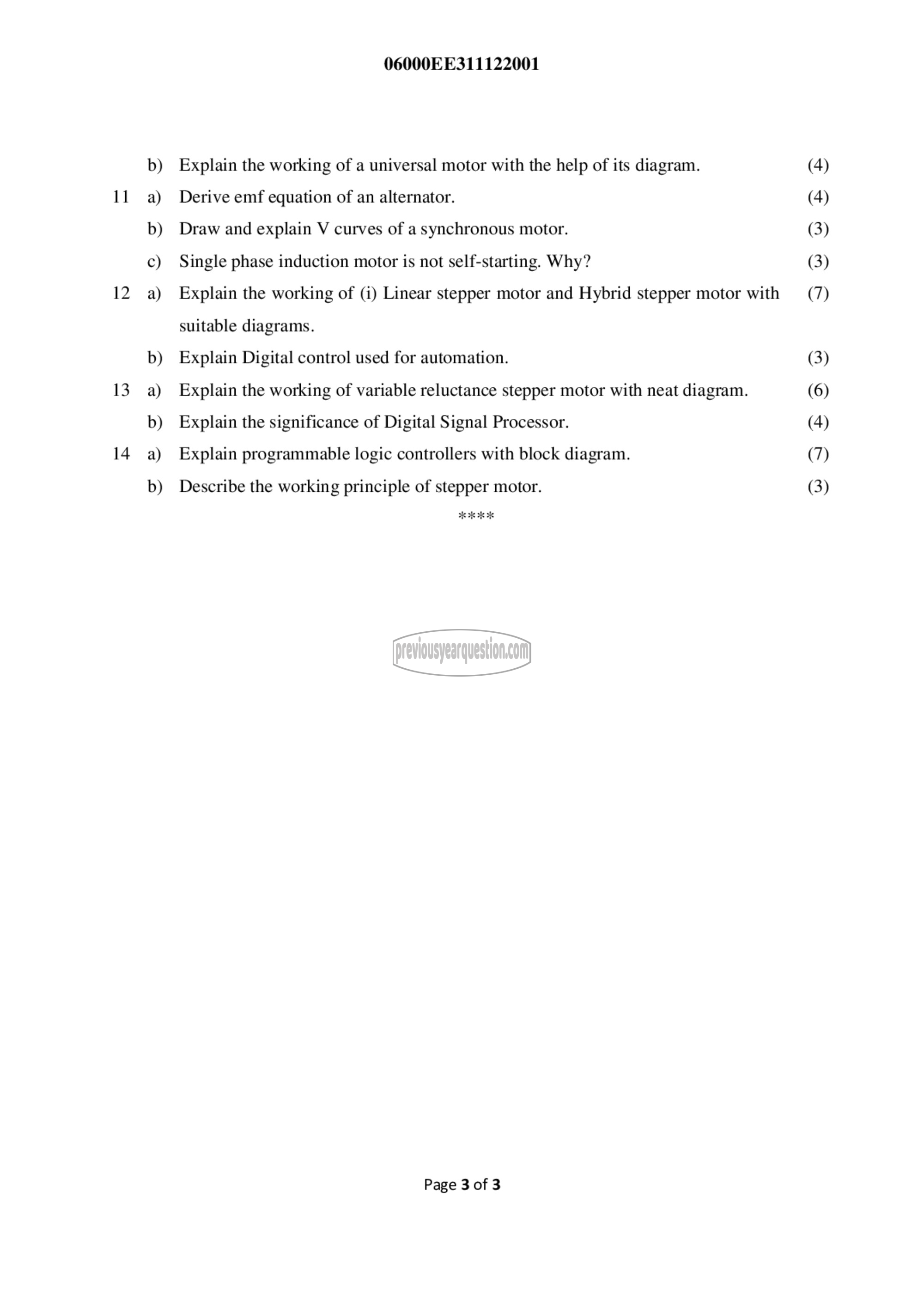 Question Paper - Electrical Drives &Control for Automation-3