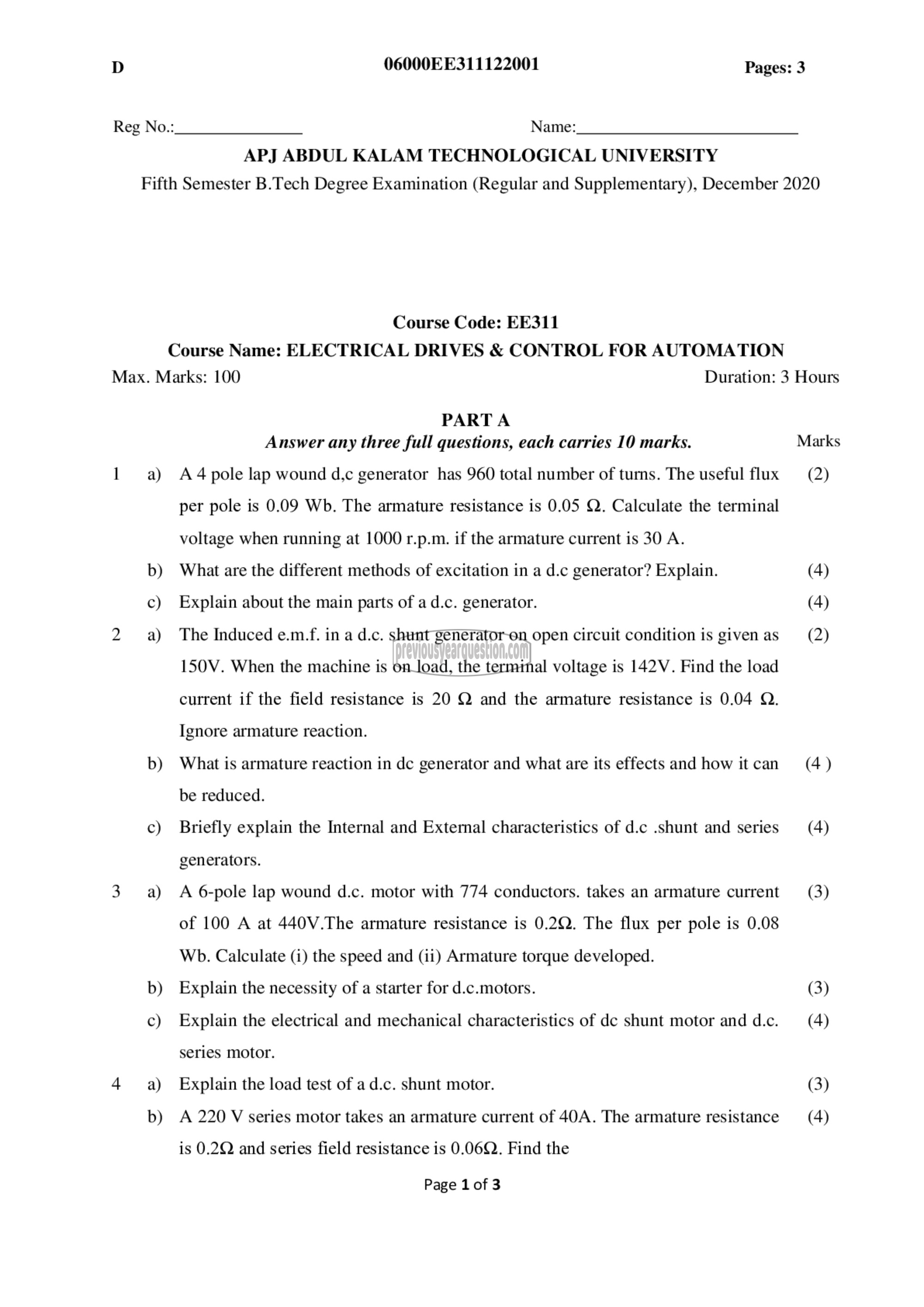 Question Paper - Electrical Drives &Control for Automation-1