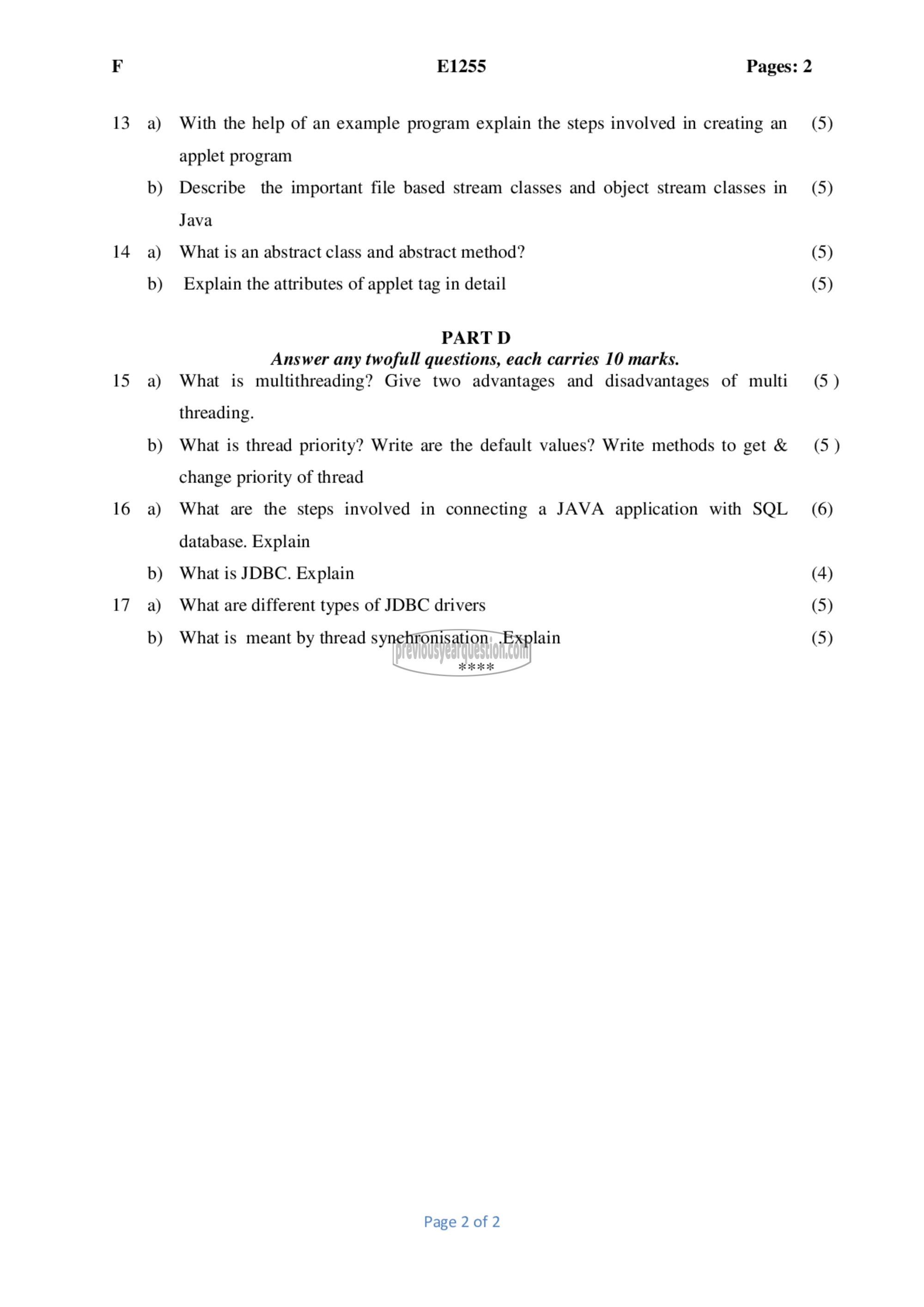 Question Paper - Object Oriented Programming-2