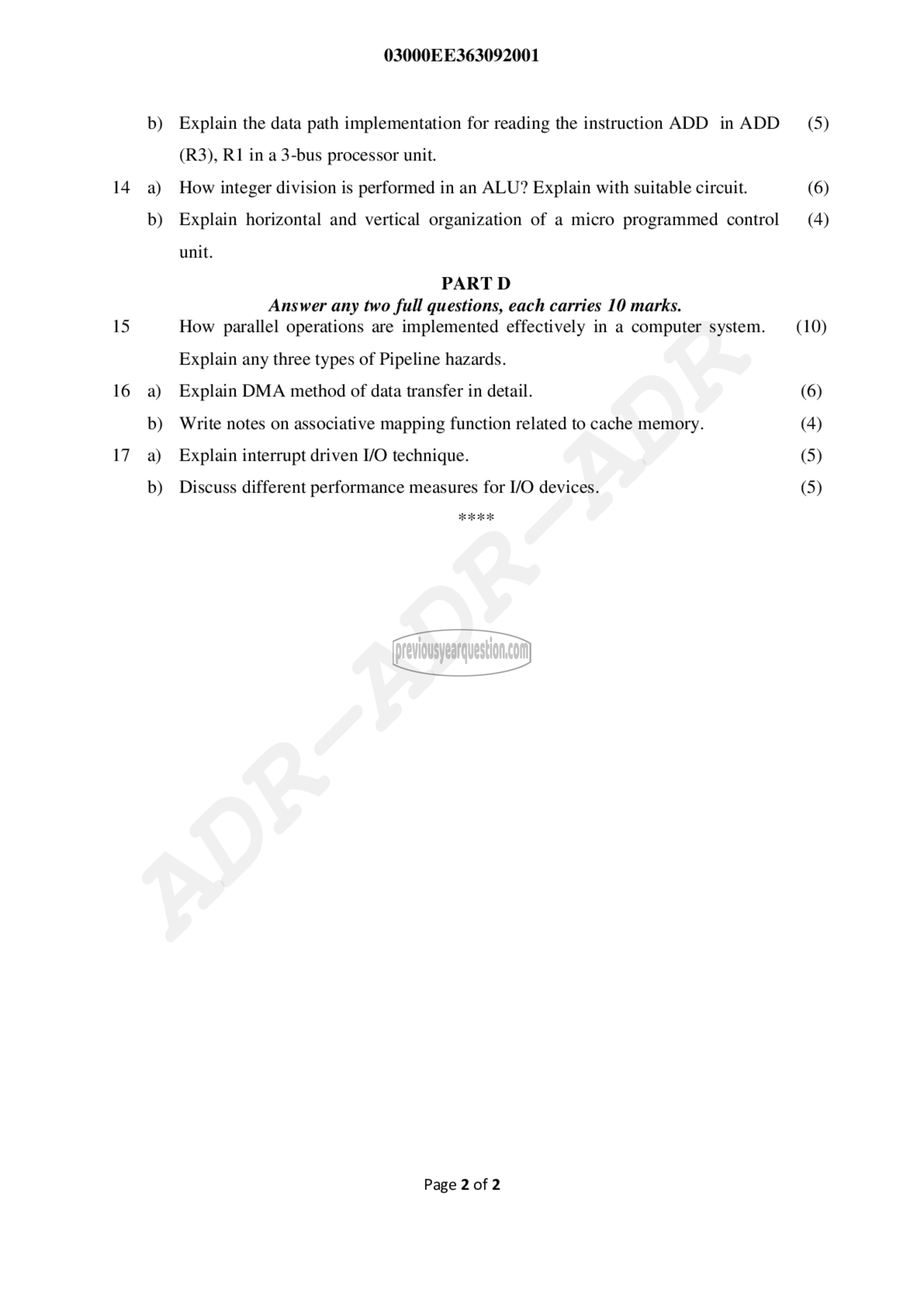 Question Paper - Computer Organization and Architecture-2