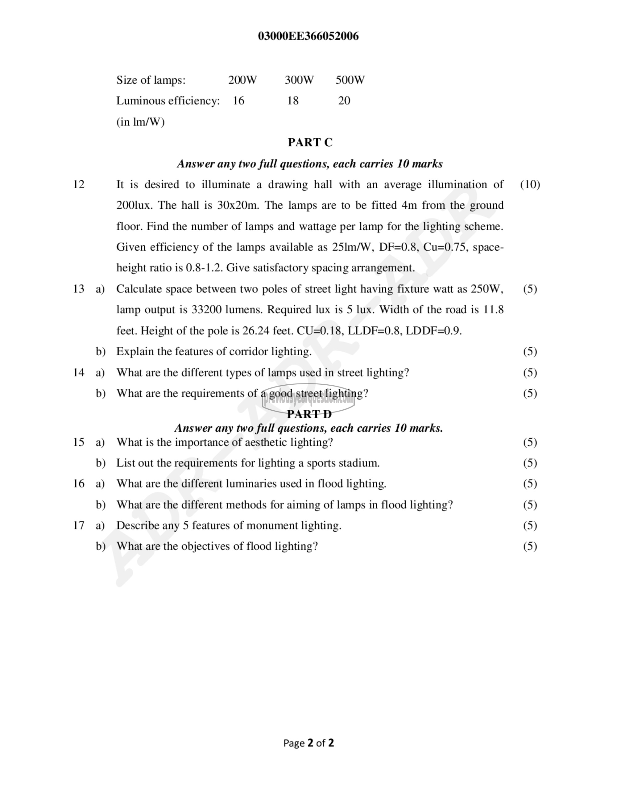 Question Paper - Illumination Technology-2