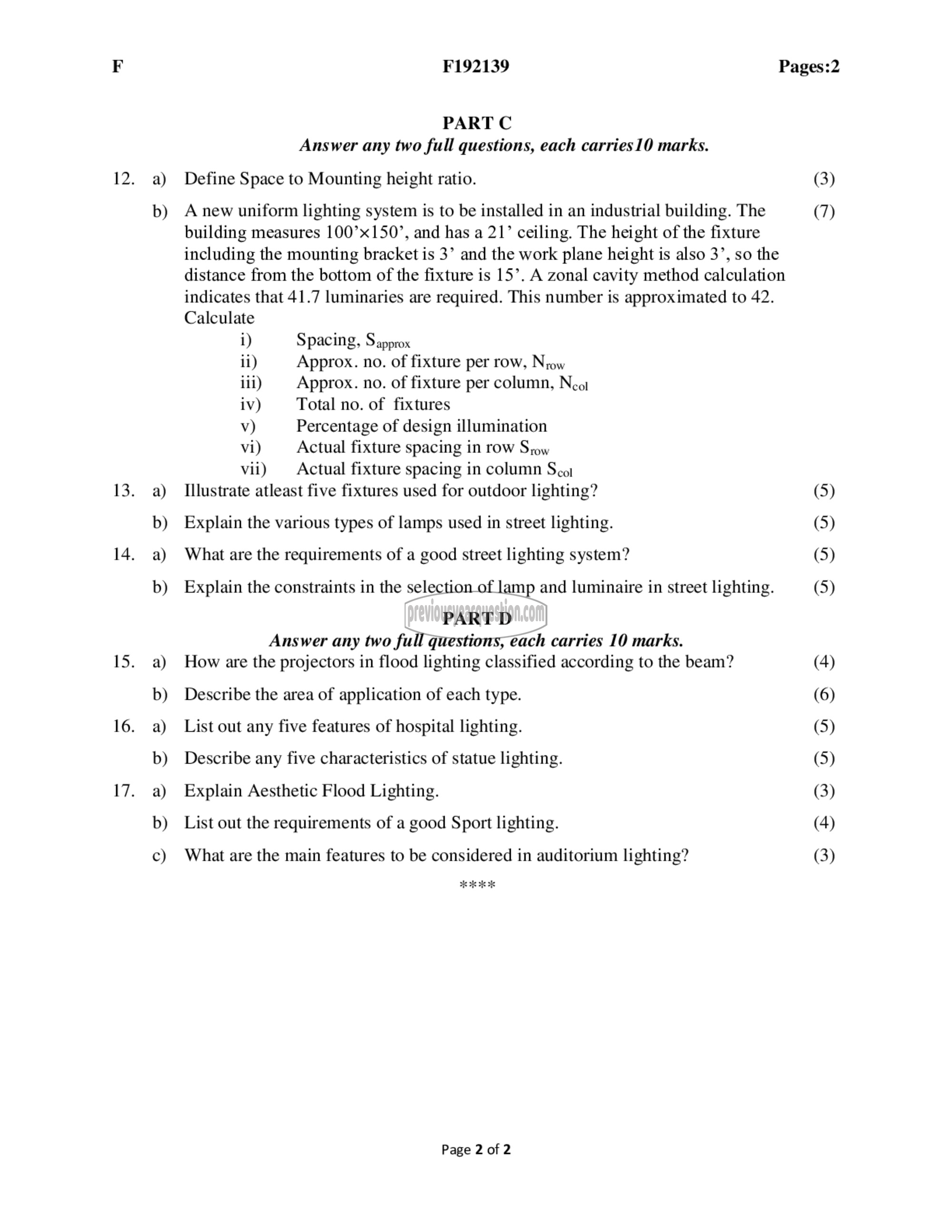 Question Paper - Illumination Technology-2