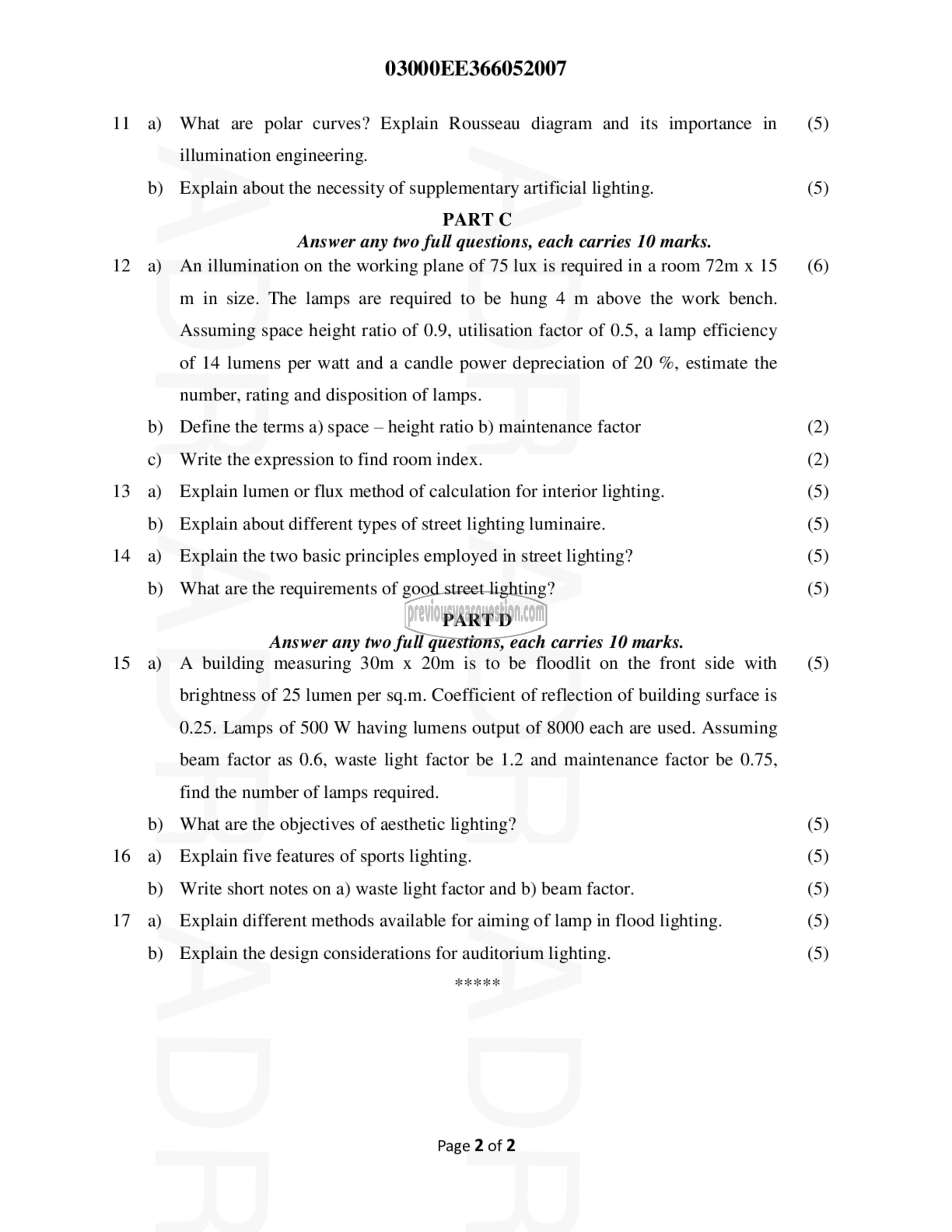 Question Paper - Illumination Technology-2