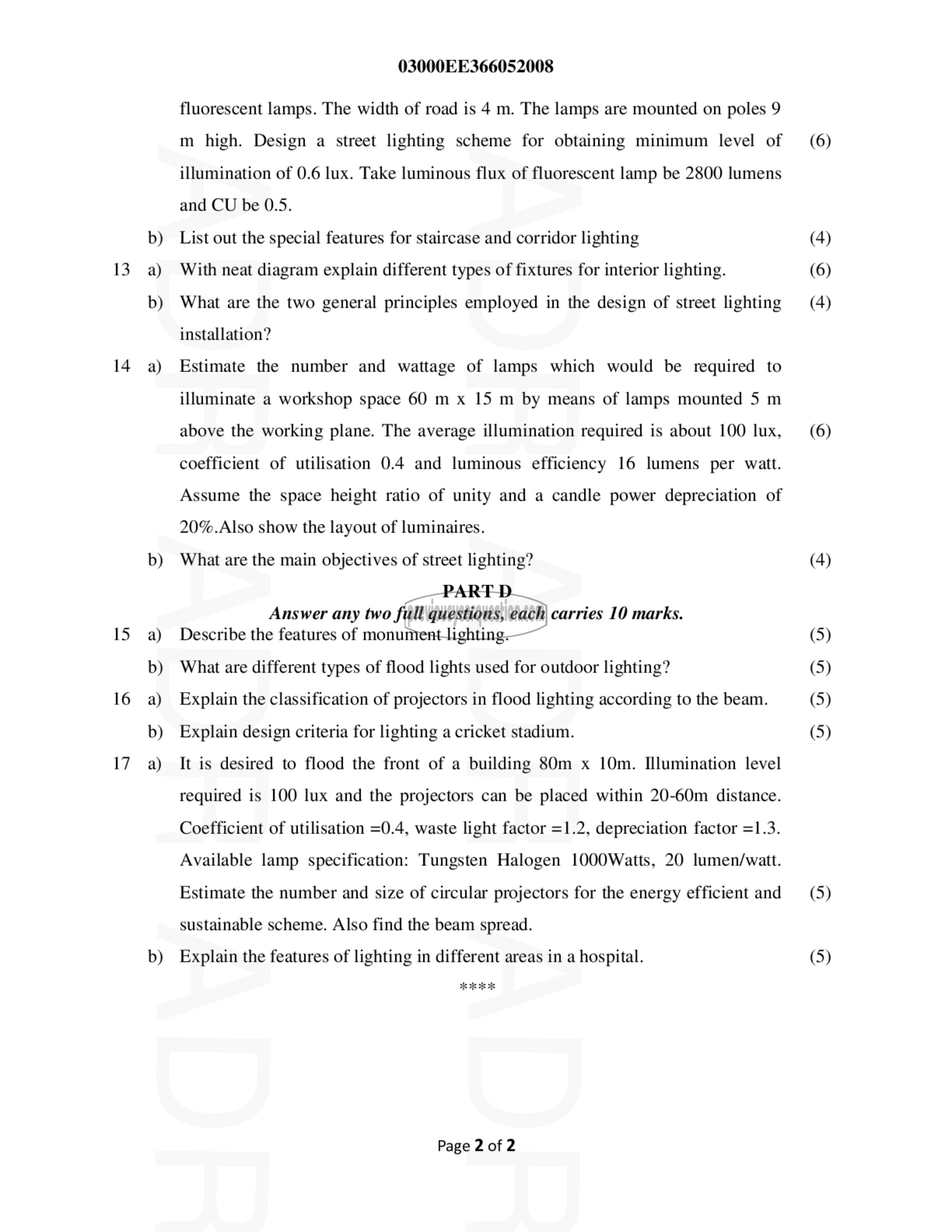 Question Paper - Illumination Technology-2