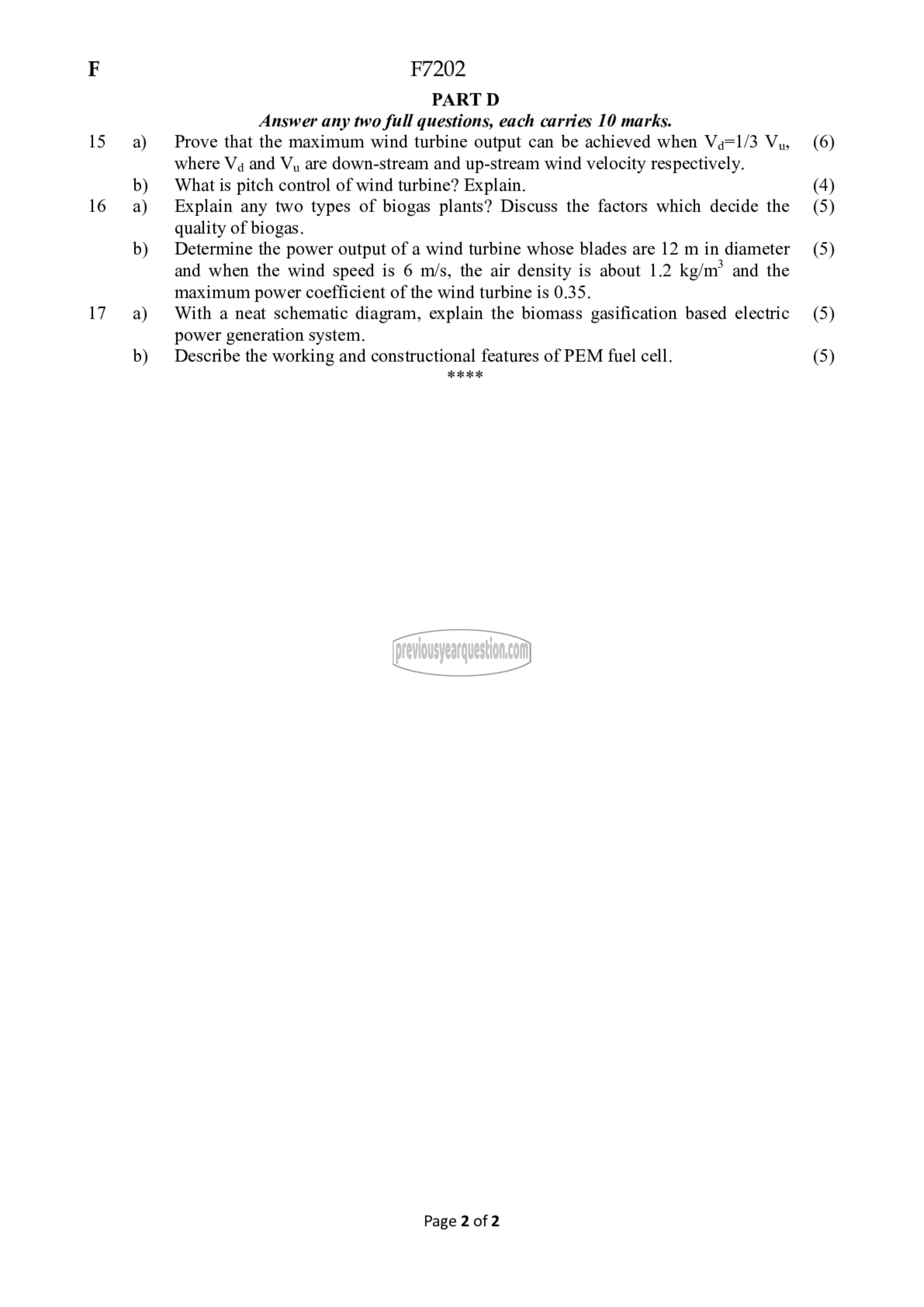 Question Paper - New and Renewable Energy Systems-2