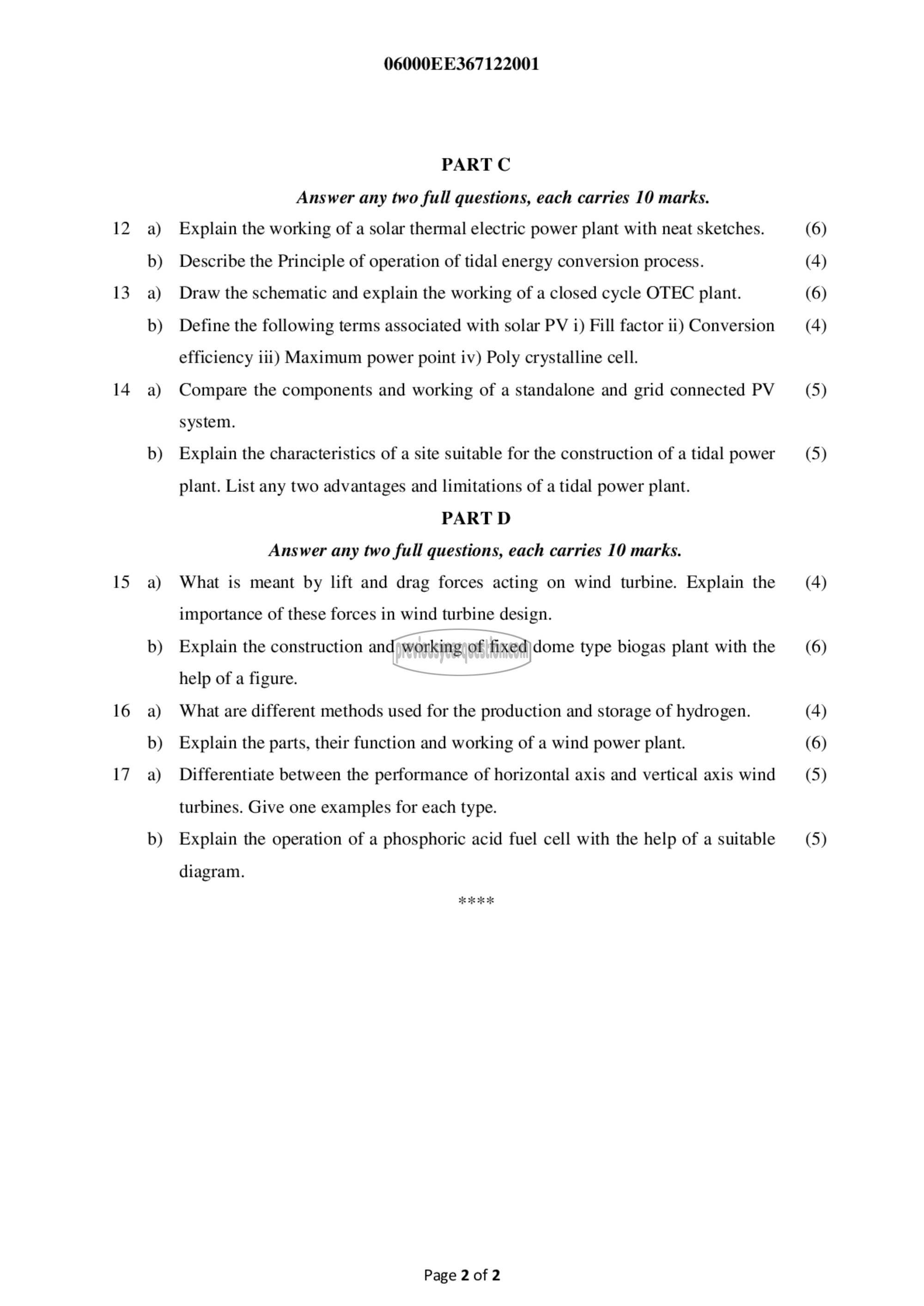 Question Paper - New and Renewable Energy Systems-2