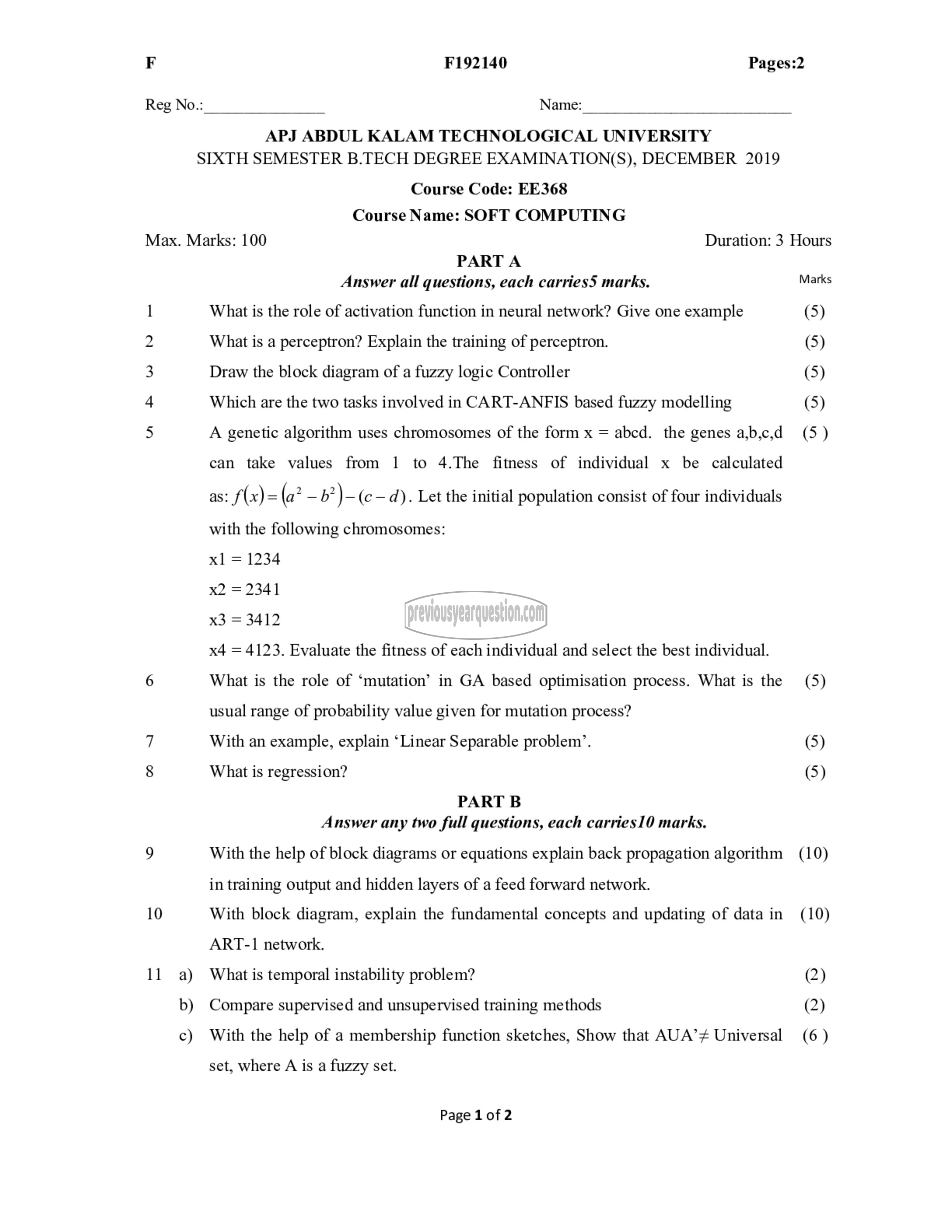 Question Paper - Soft Computing-1