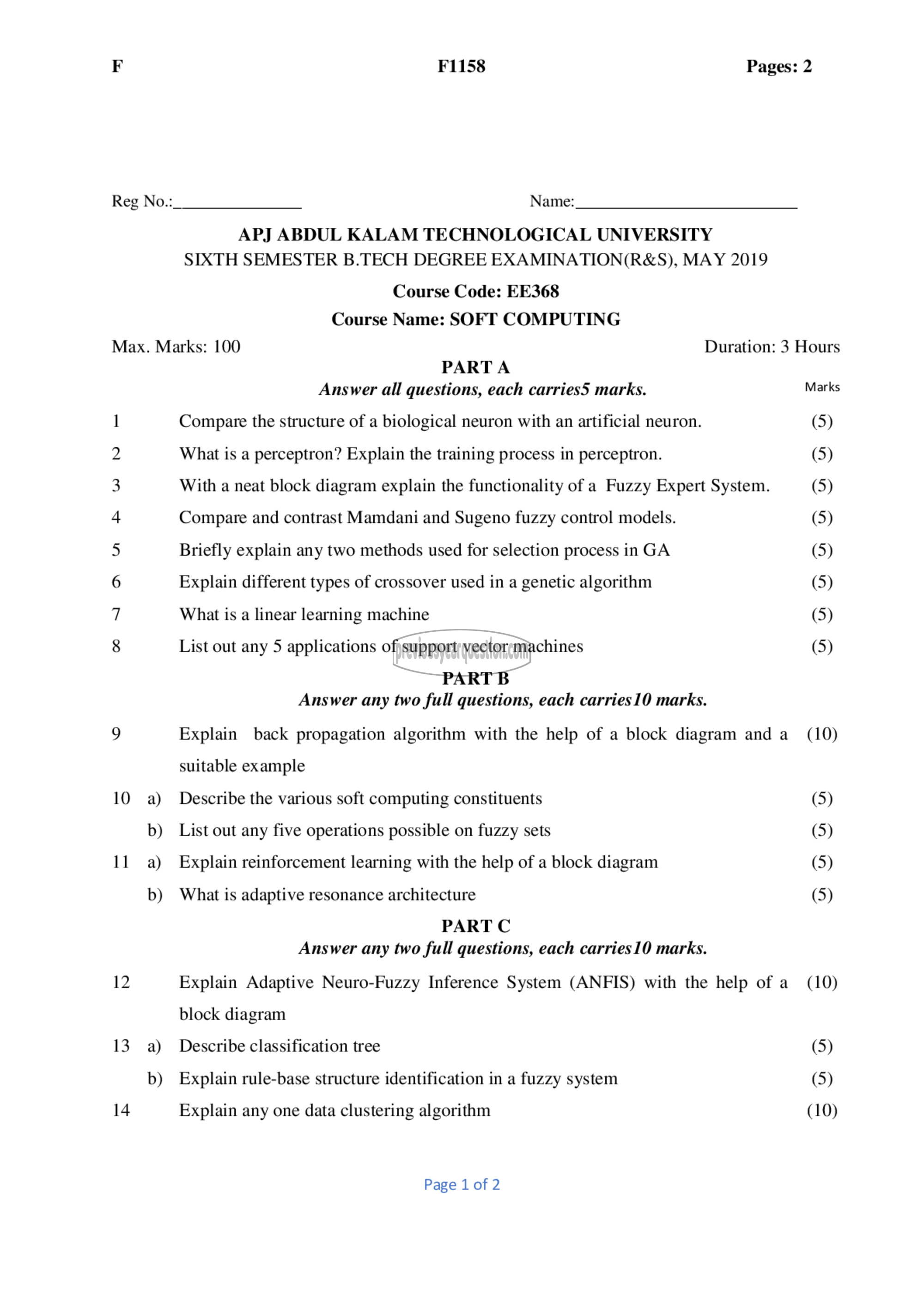 Question Paper - Soft Computing-1