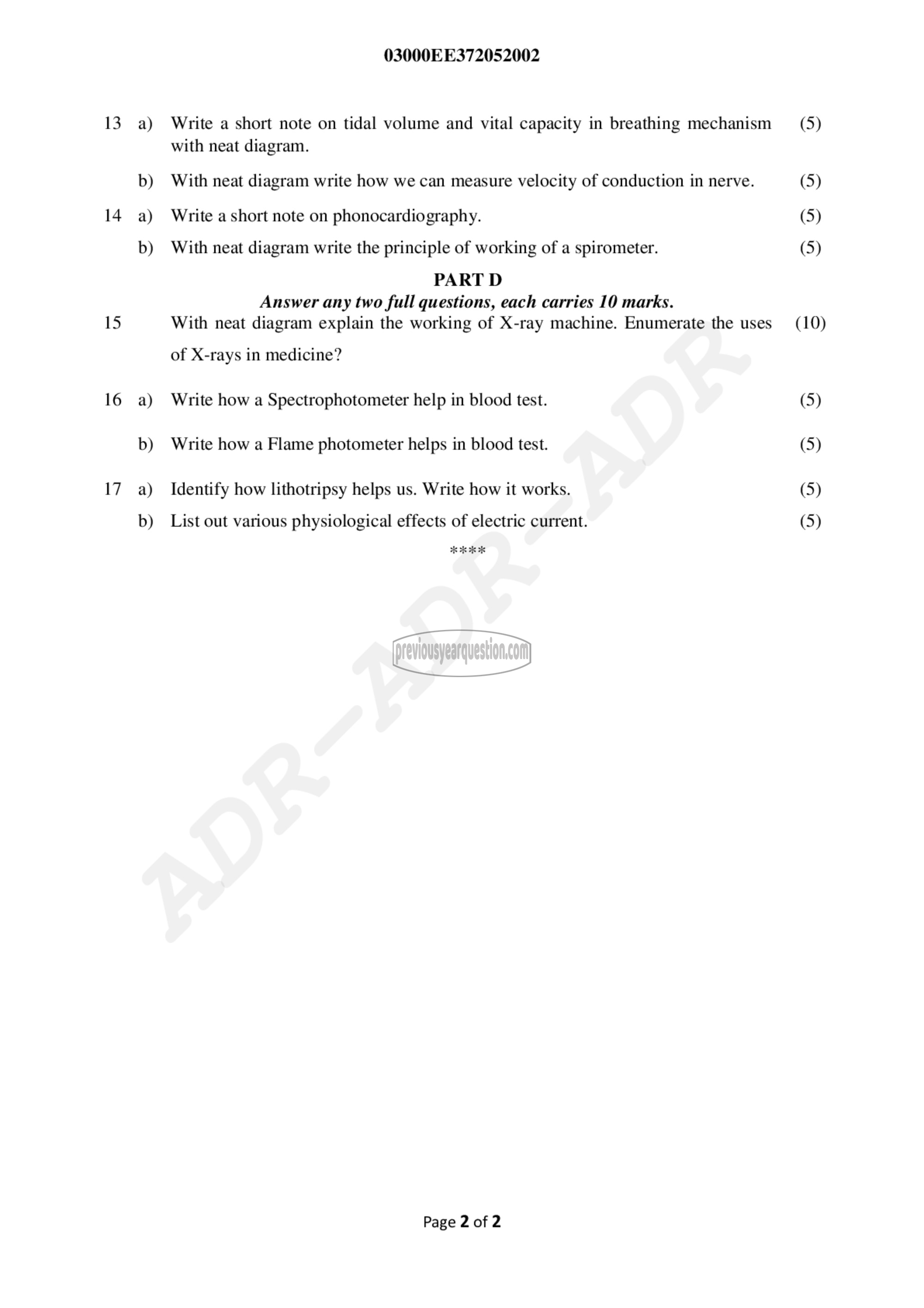 Question Paper - Biomedical Instrumentation-2