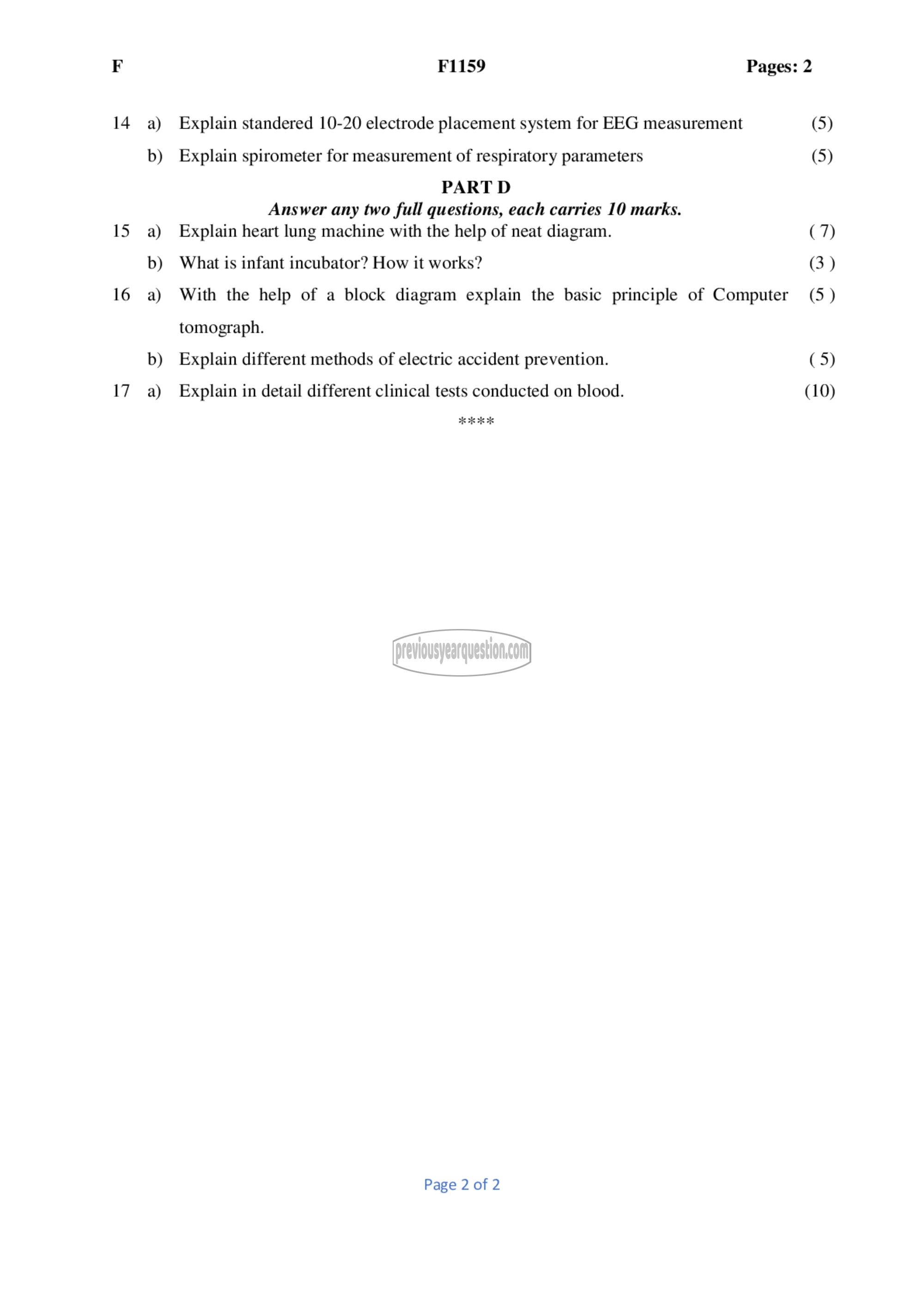 Question Paper - Biomedical Instrumentation-2