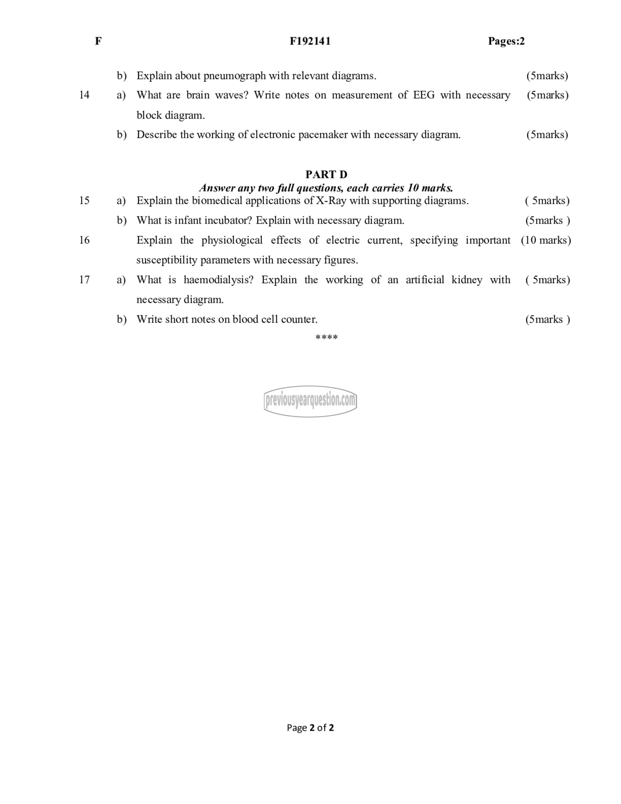 Question Paper - Biomedical Instrumentation-2