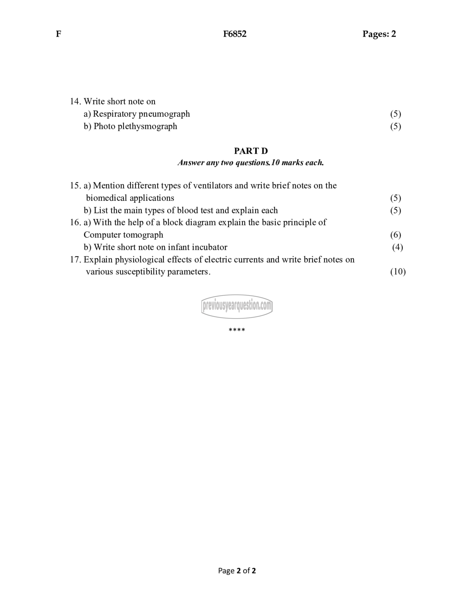 Question Paper - Biomedical Instrumentation-2