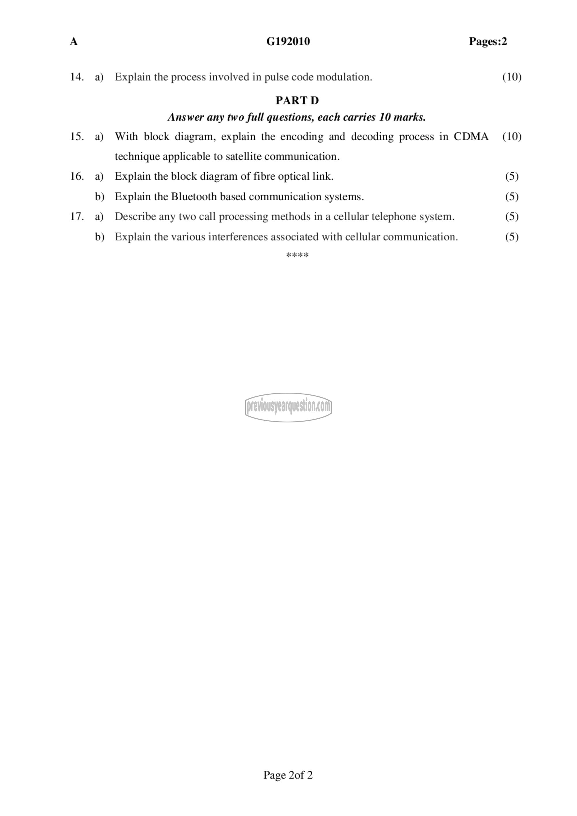 Question Paper - Electronic communication-2