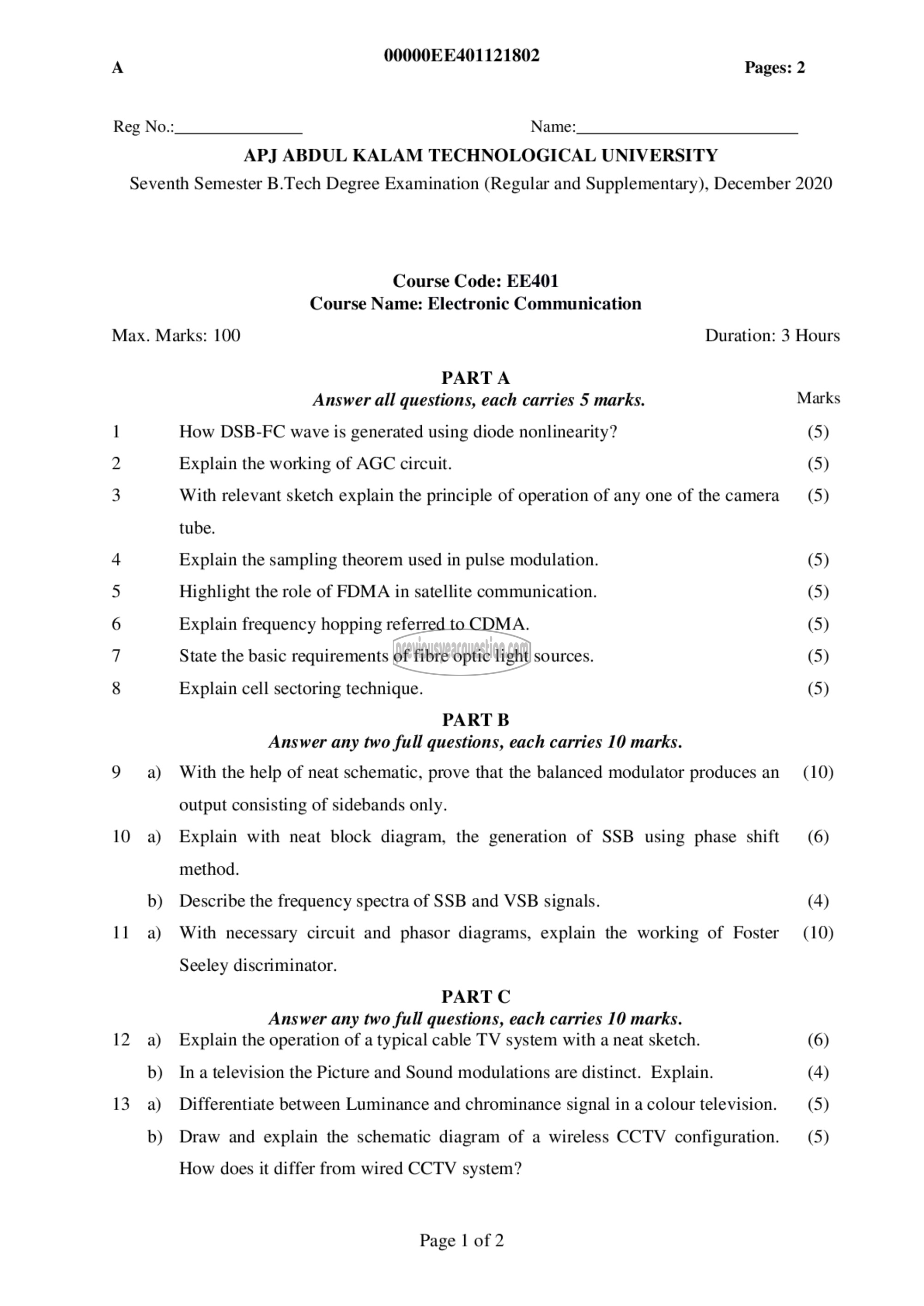 Question Paper - Electronic communication-1