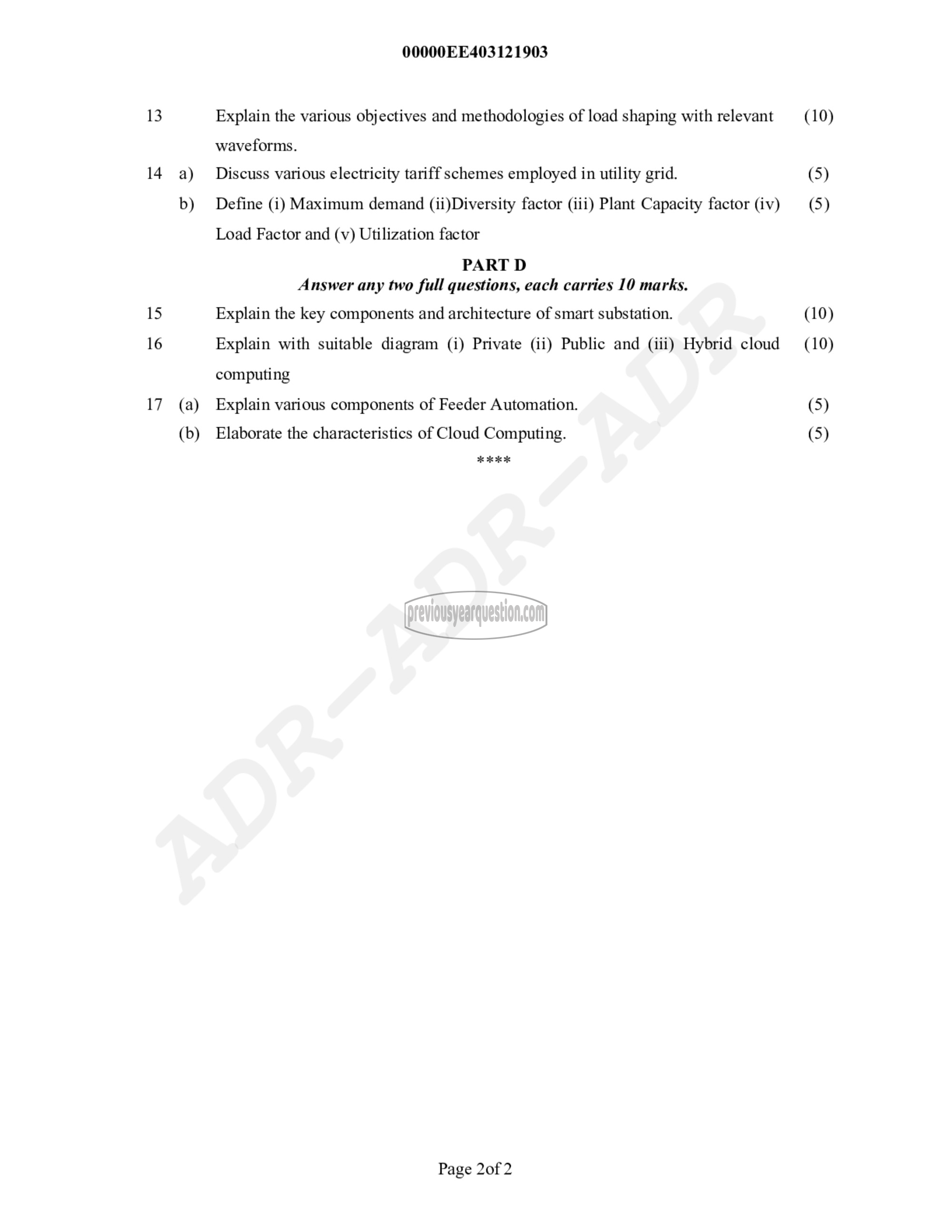 Question Paper - Distributed generation and smart grids-2