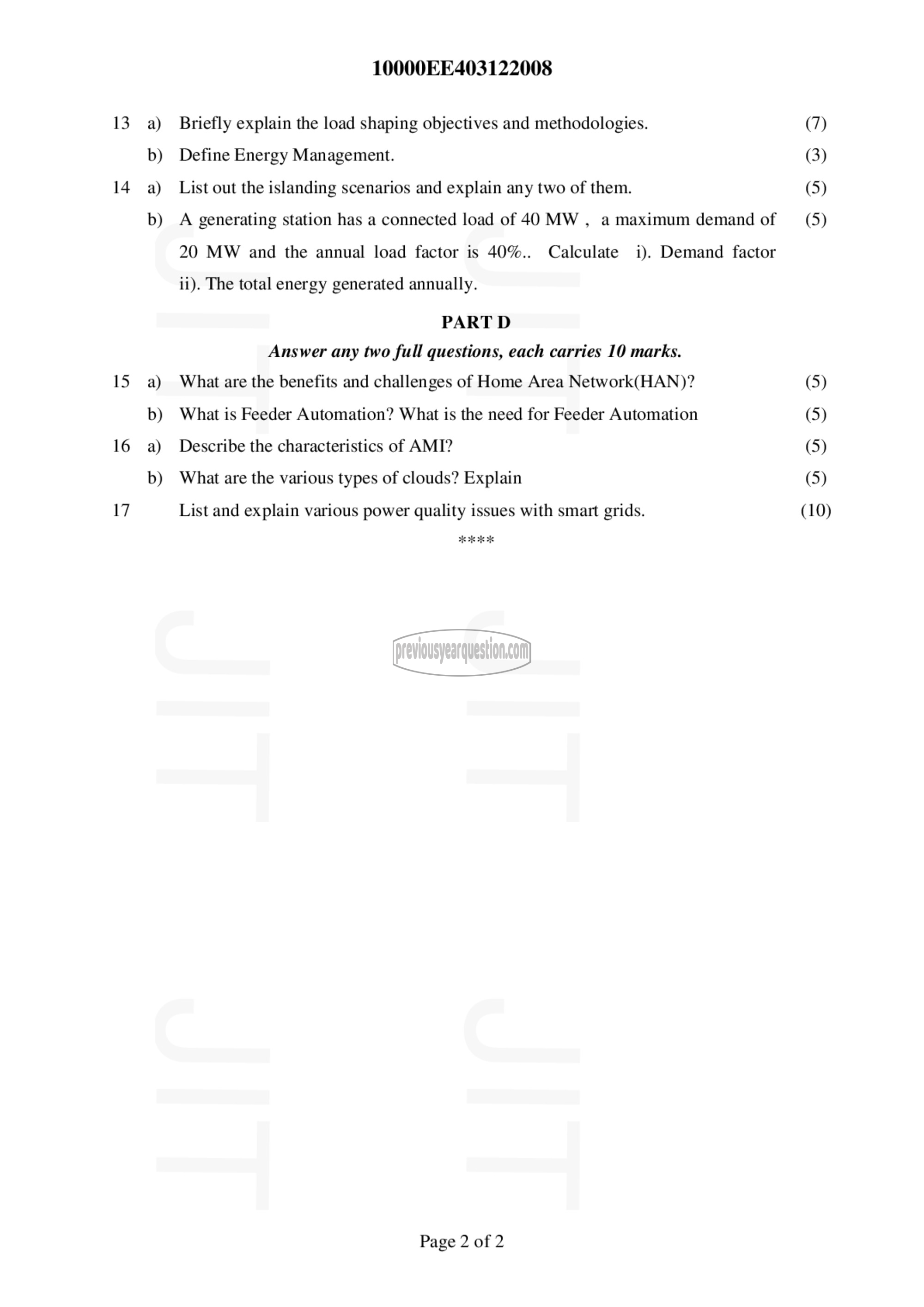 Question Paper - Distributed generation and smart grids-2