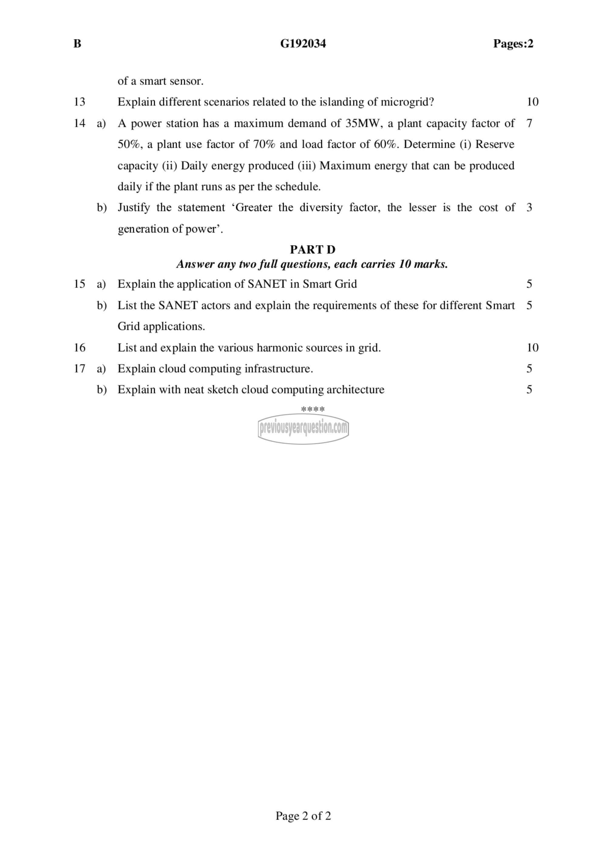 Question Paper - Distributed generation and smart grids-2