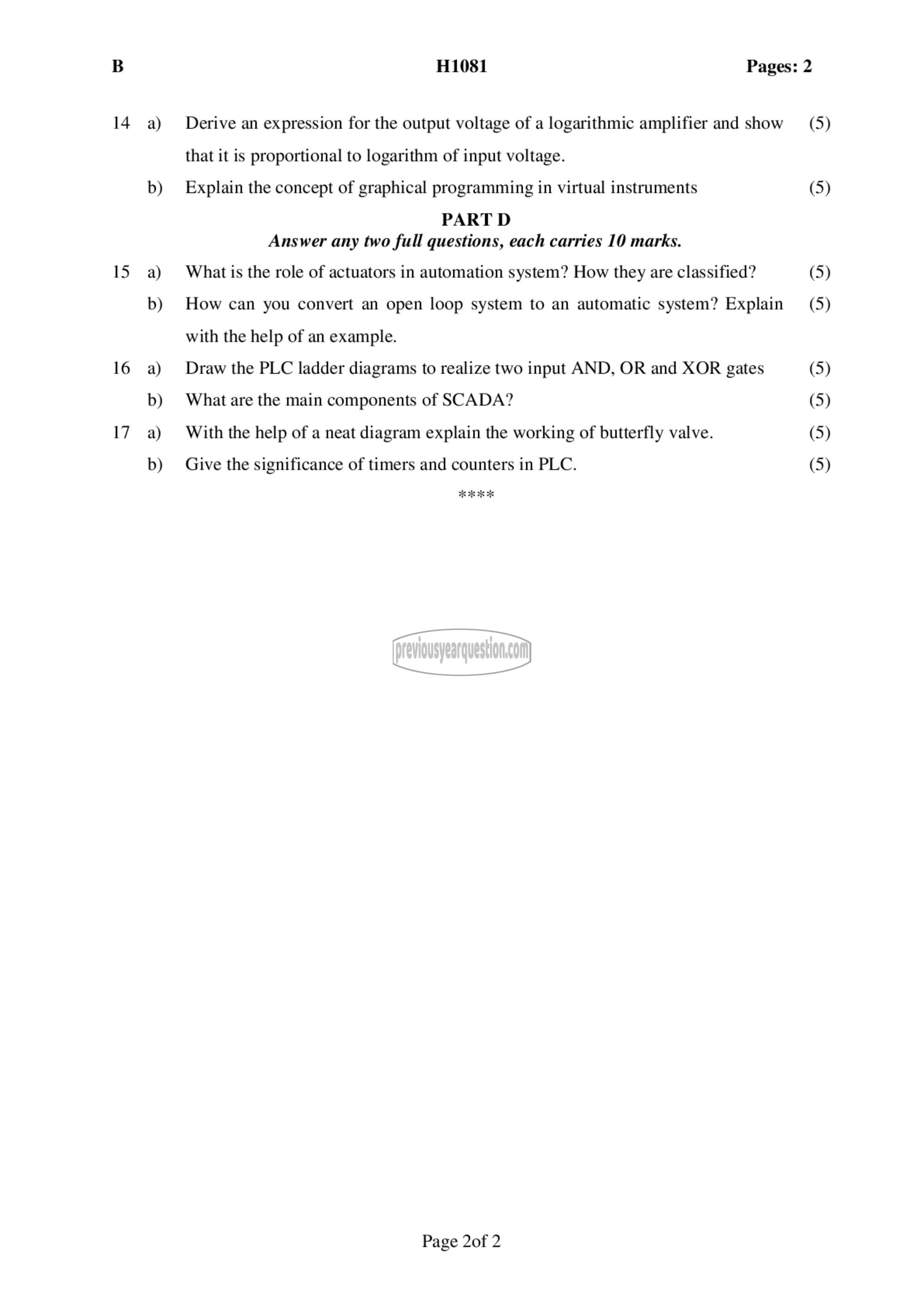 Question Paper - Industrial Instrumentation &Automation-2