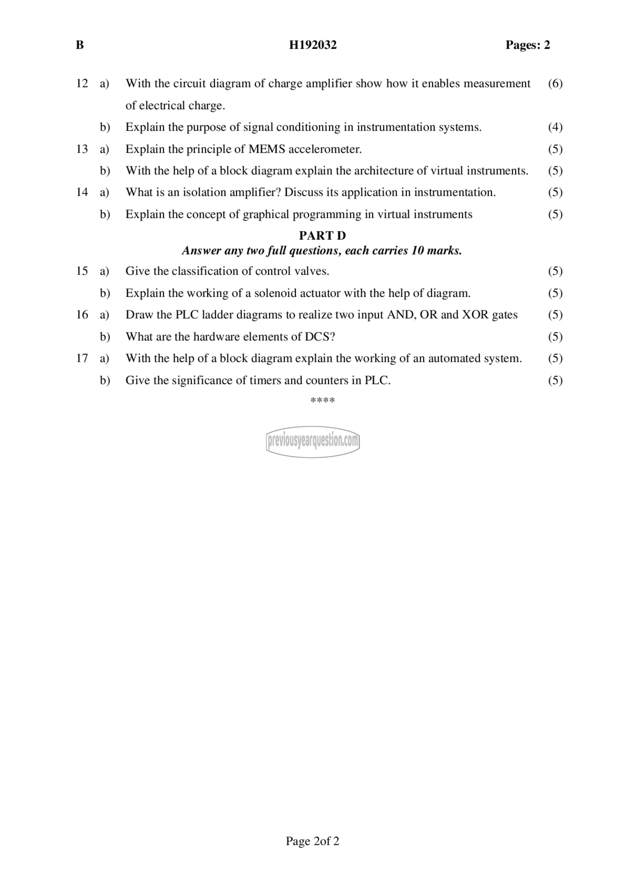 Question Paper - Industrial Instrumentation &Automation-2