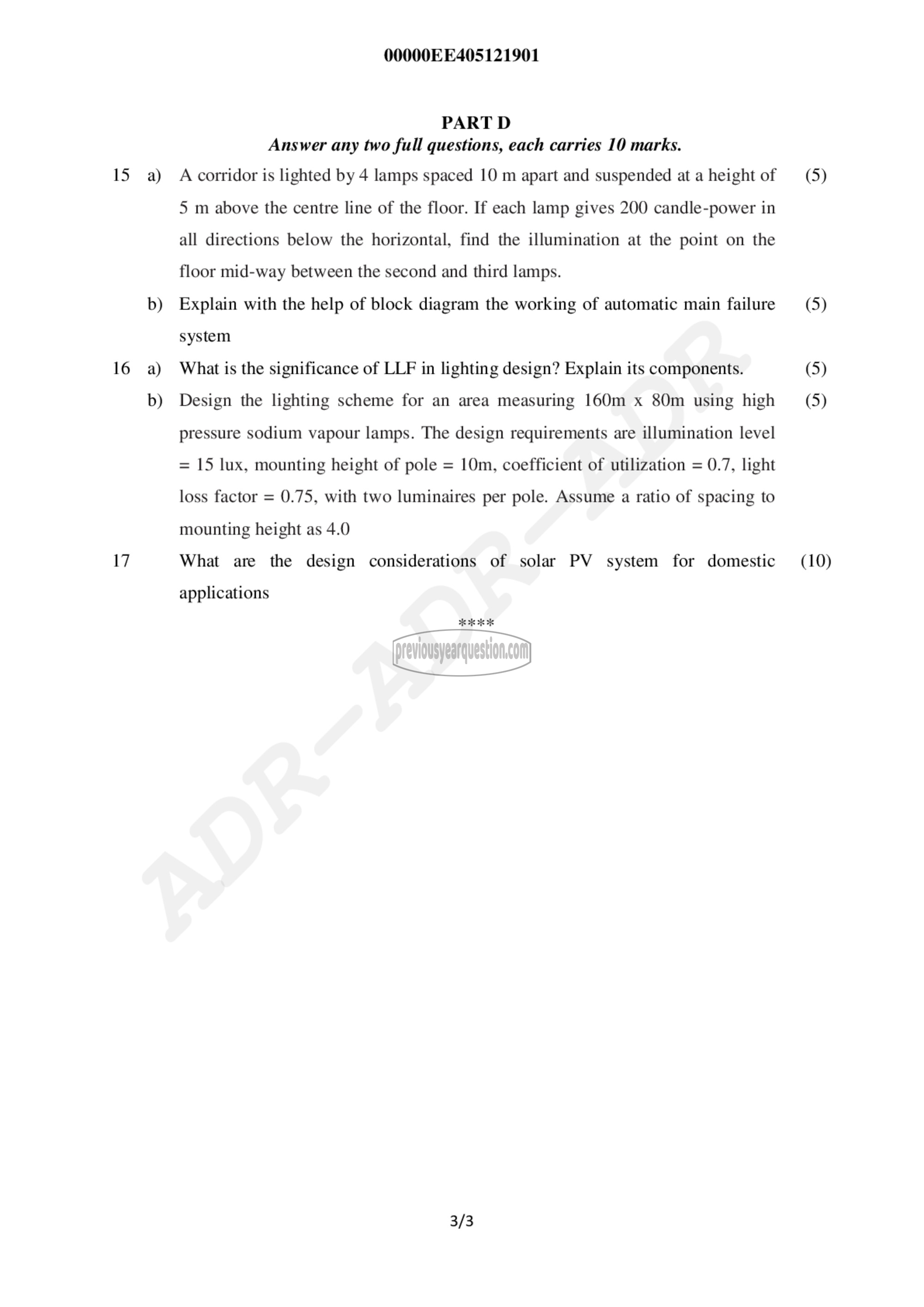 Question Paper - Electrical system design-3