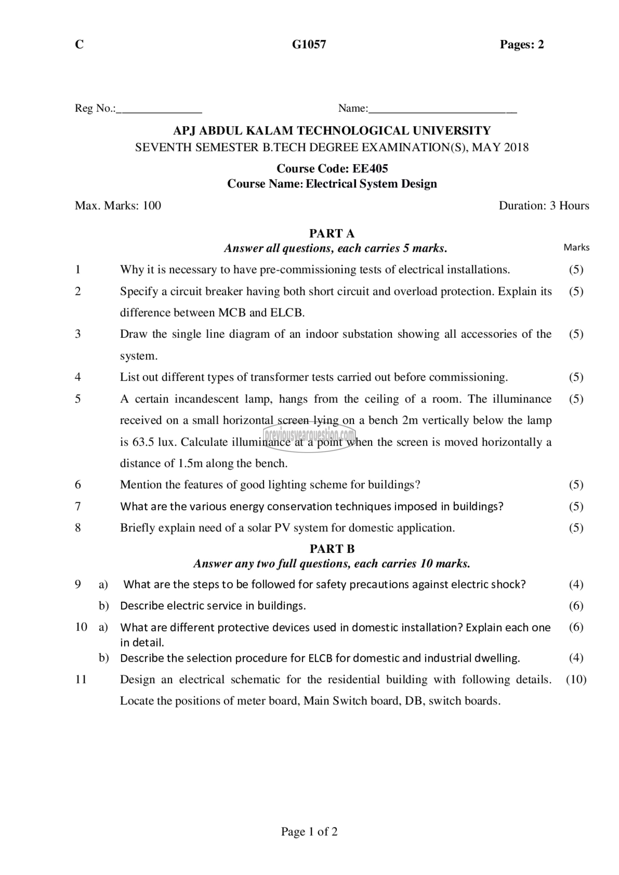 Question Paper - Electrical system design-1