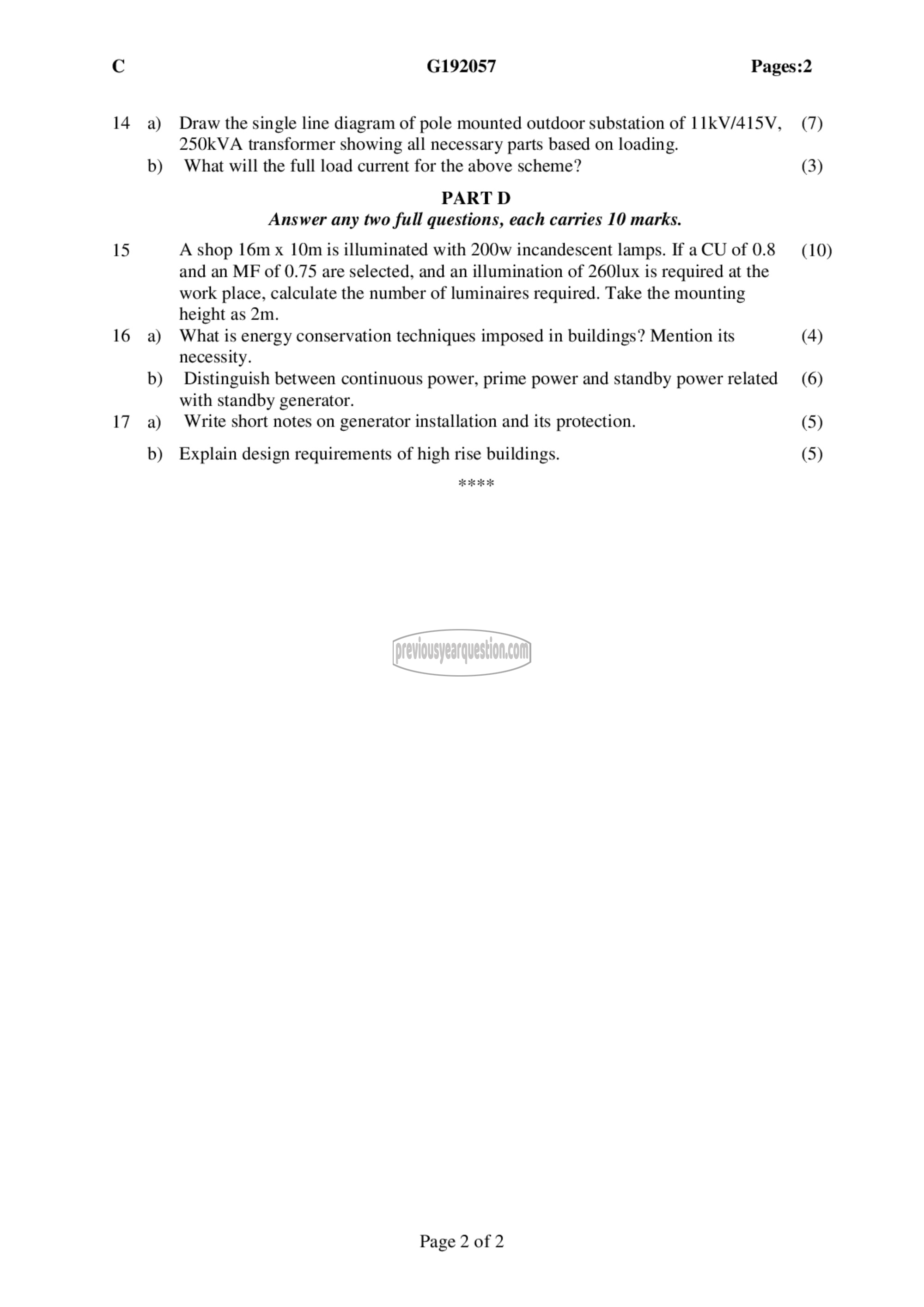 Question Paper - Electrical system design-2