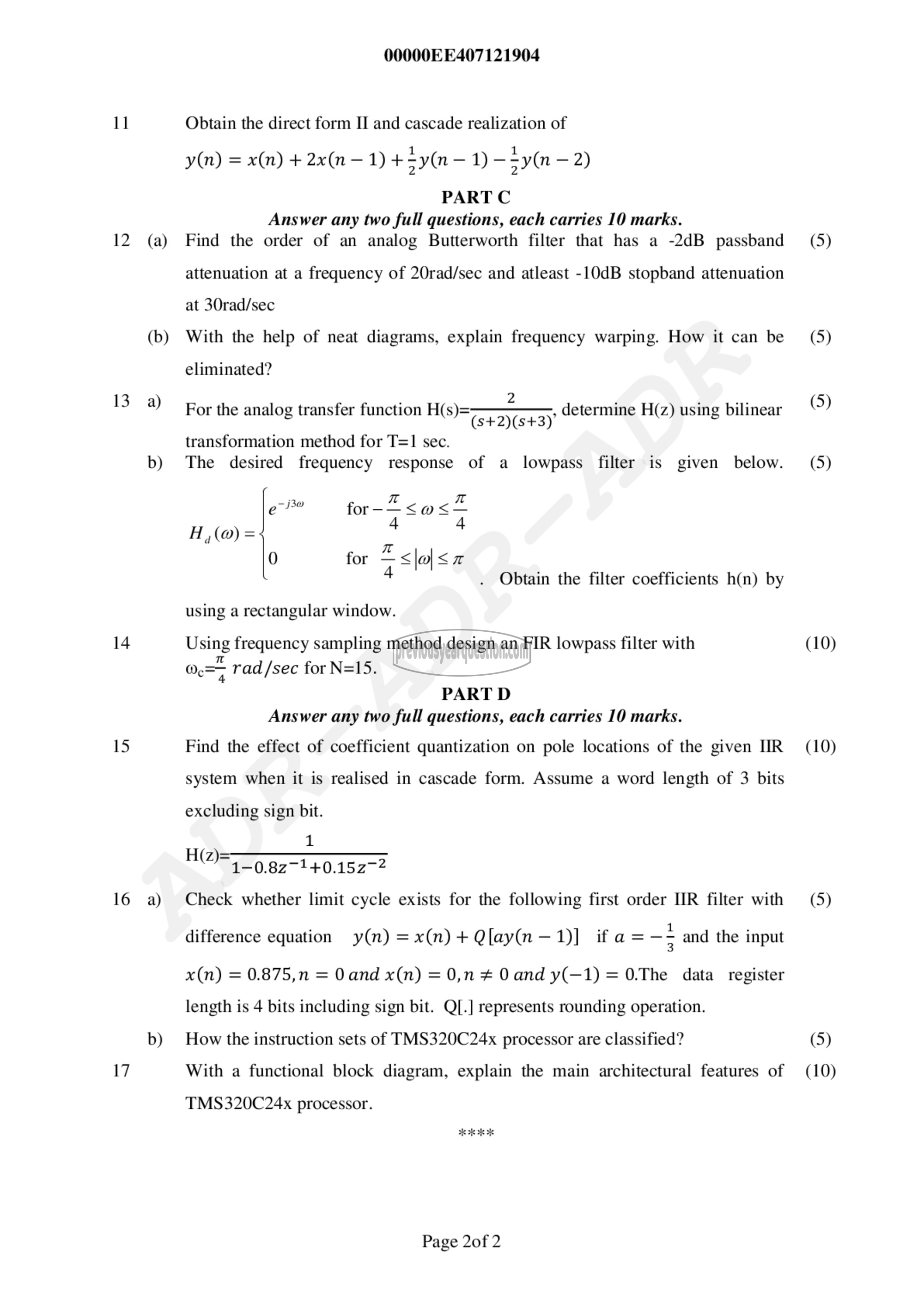 Question Paper - Digital Signal Processing-2