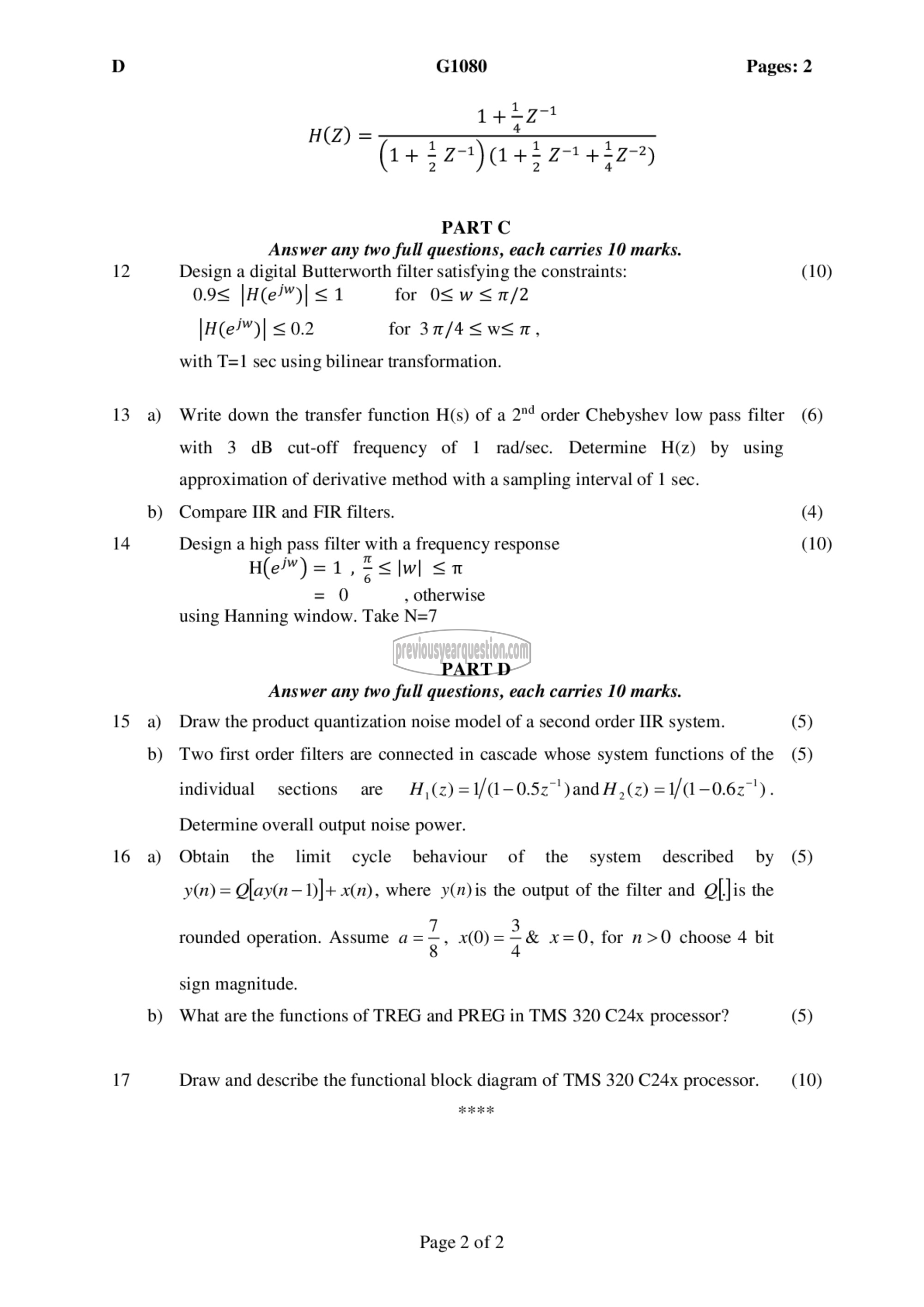 Question Paper - Digital Signal Processing-2