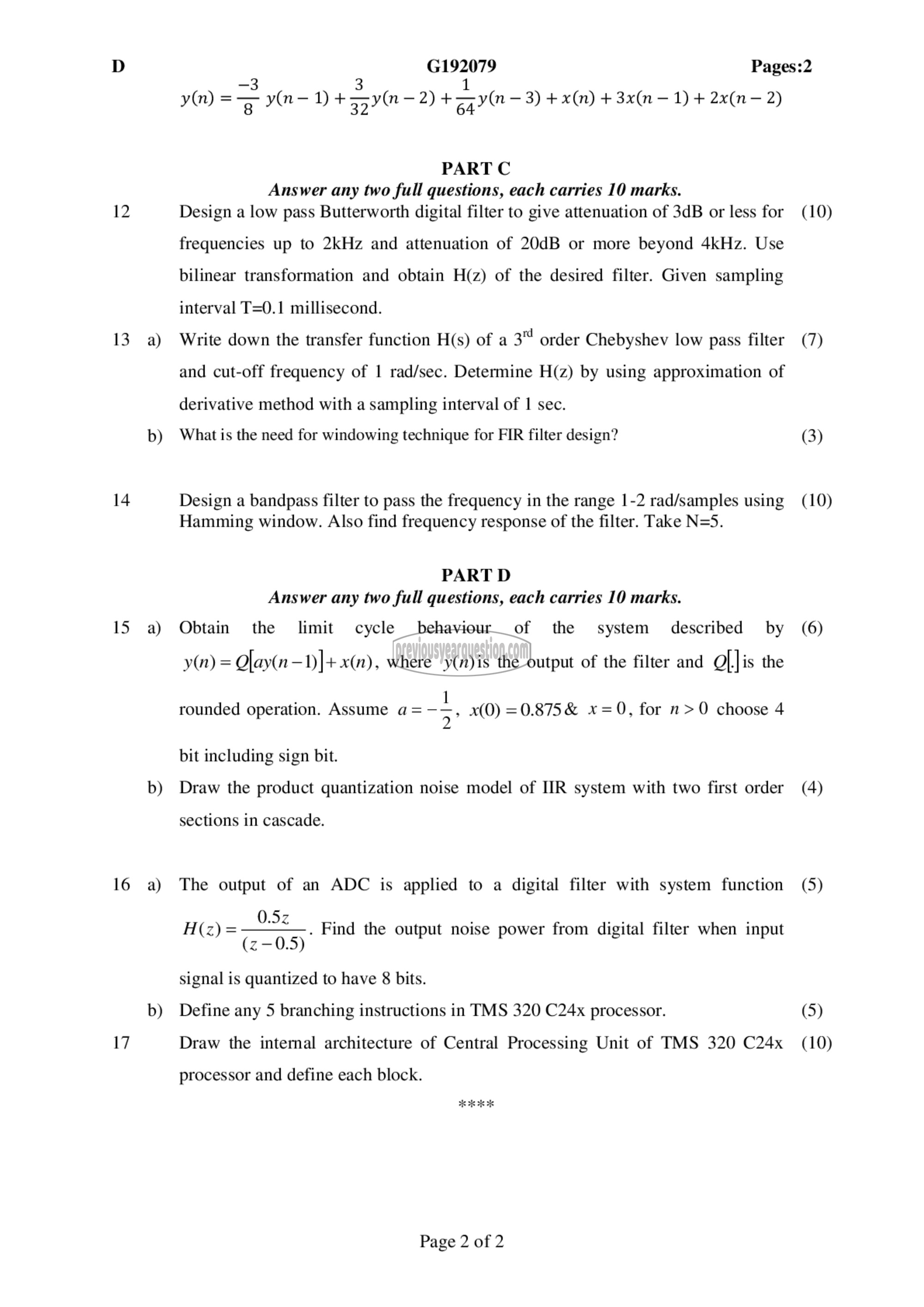 Question Paper - Digital Signal Processing-2