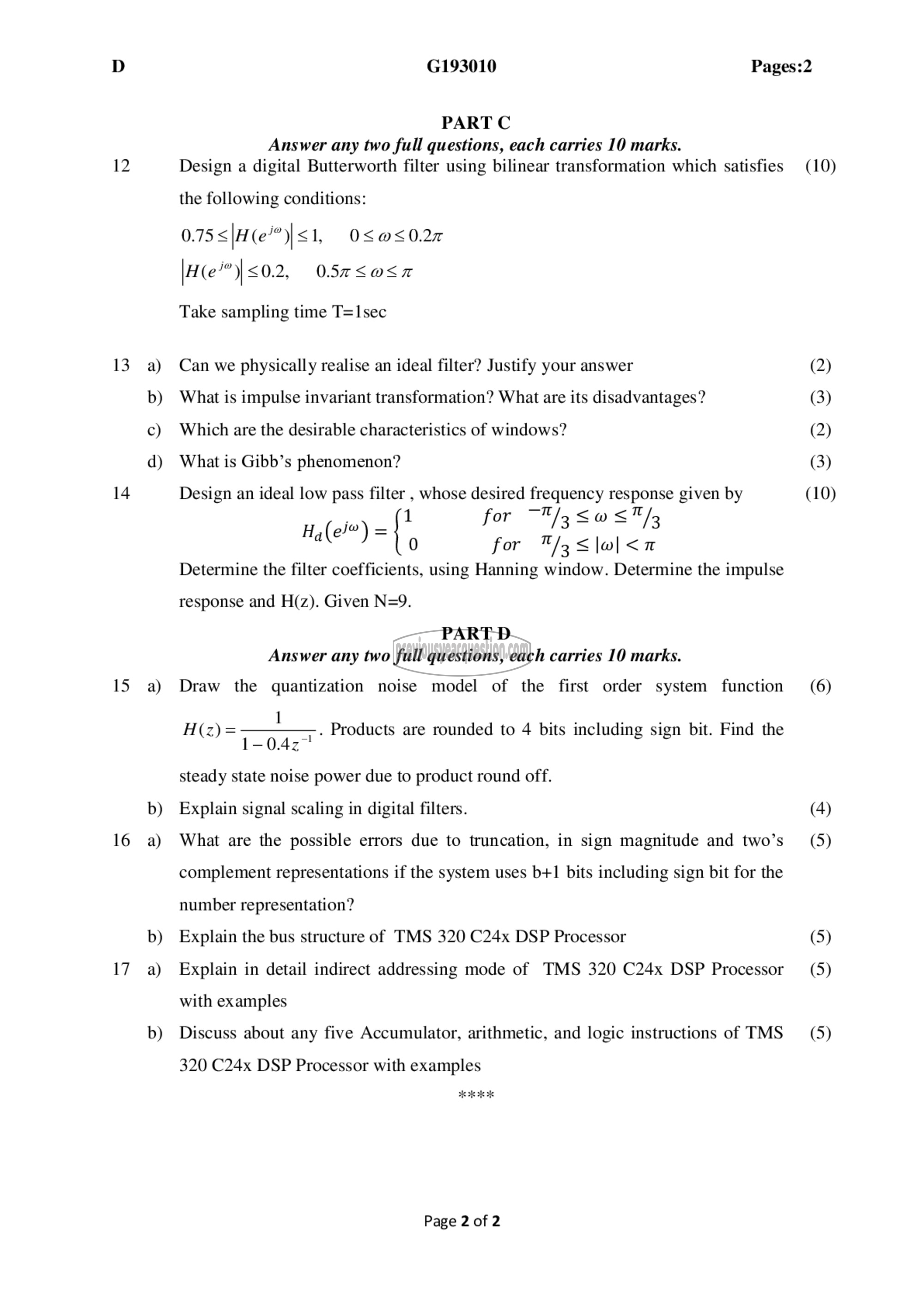 Question Paper - Digital Signal Processing-2