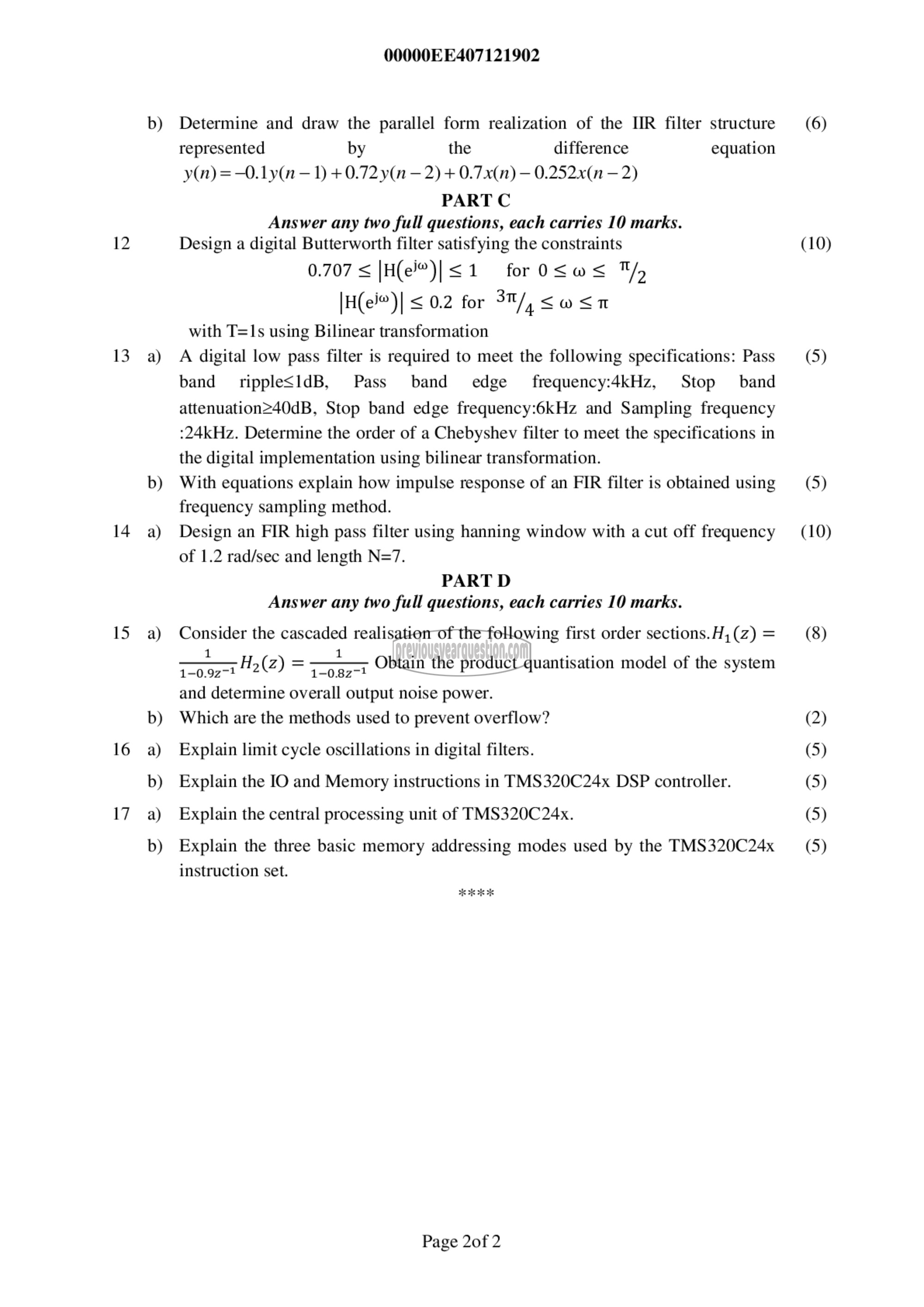 Question Paper - Digital Signal Processing-2