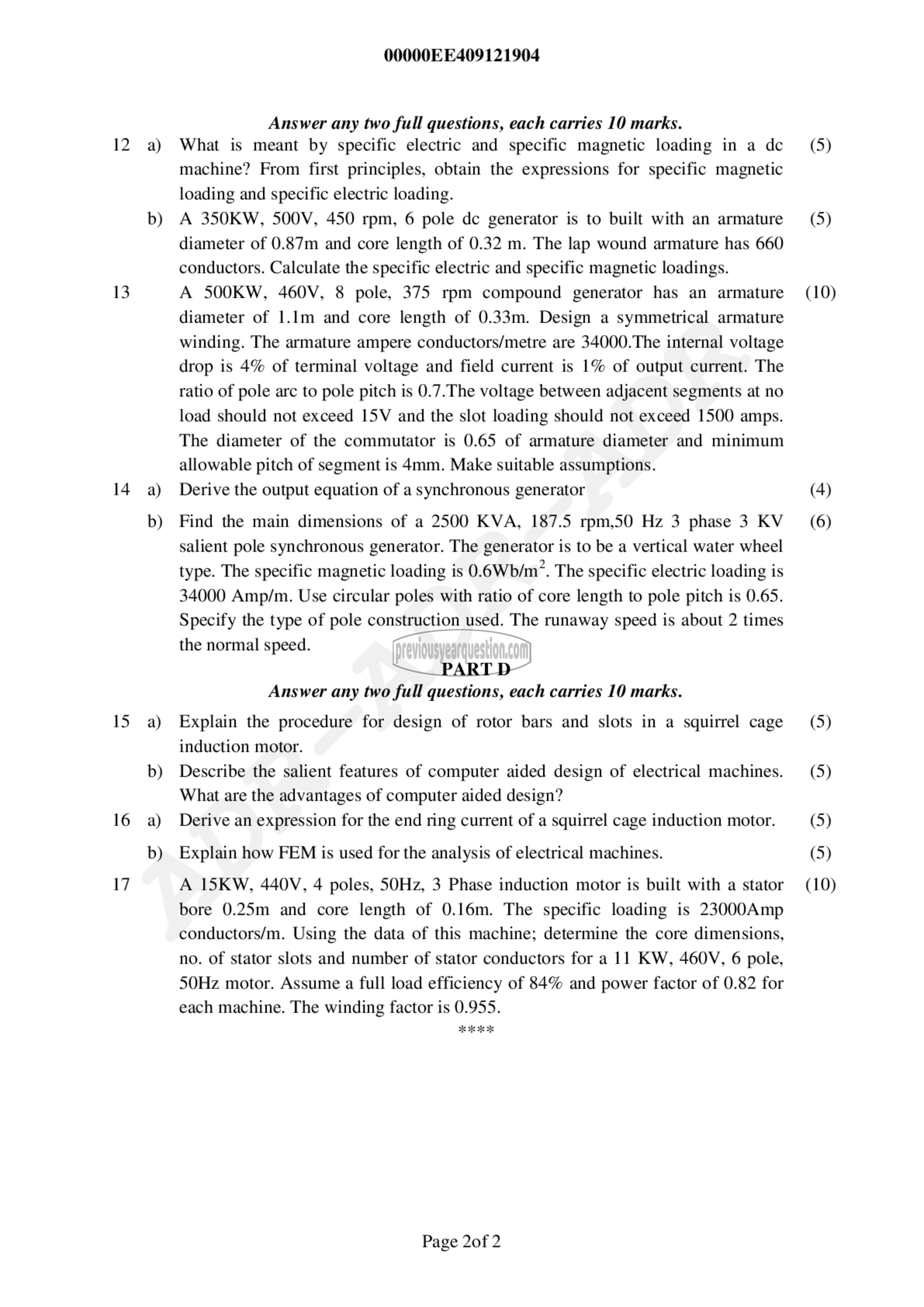 Question Paper - Electrical Machine Design-2