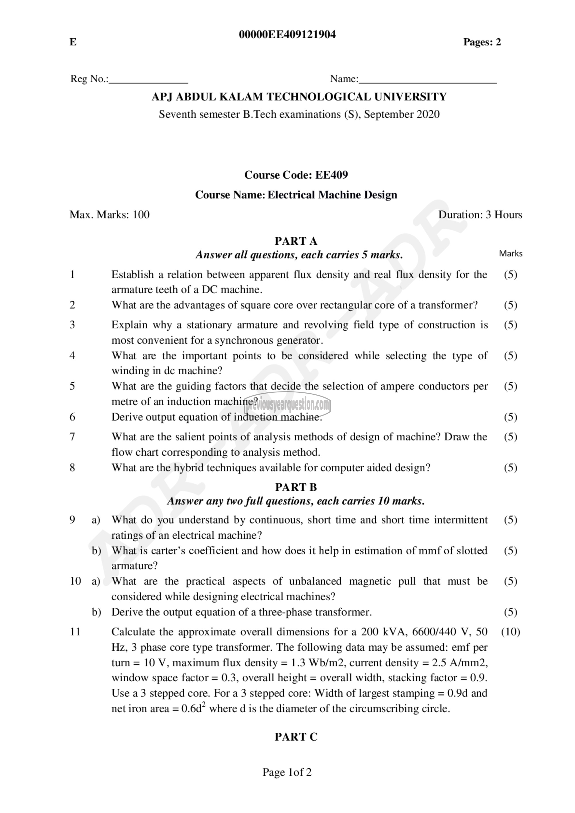 Question Paper - Electrical Machine Design-1