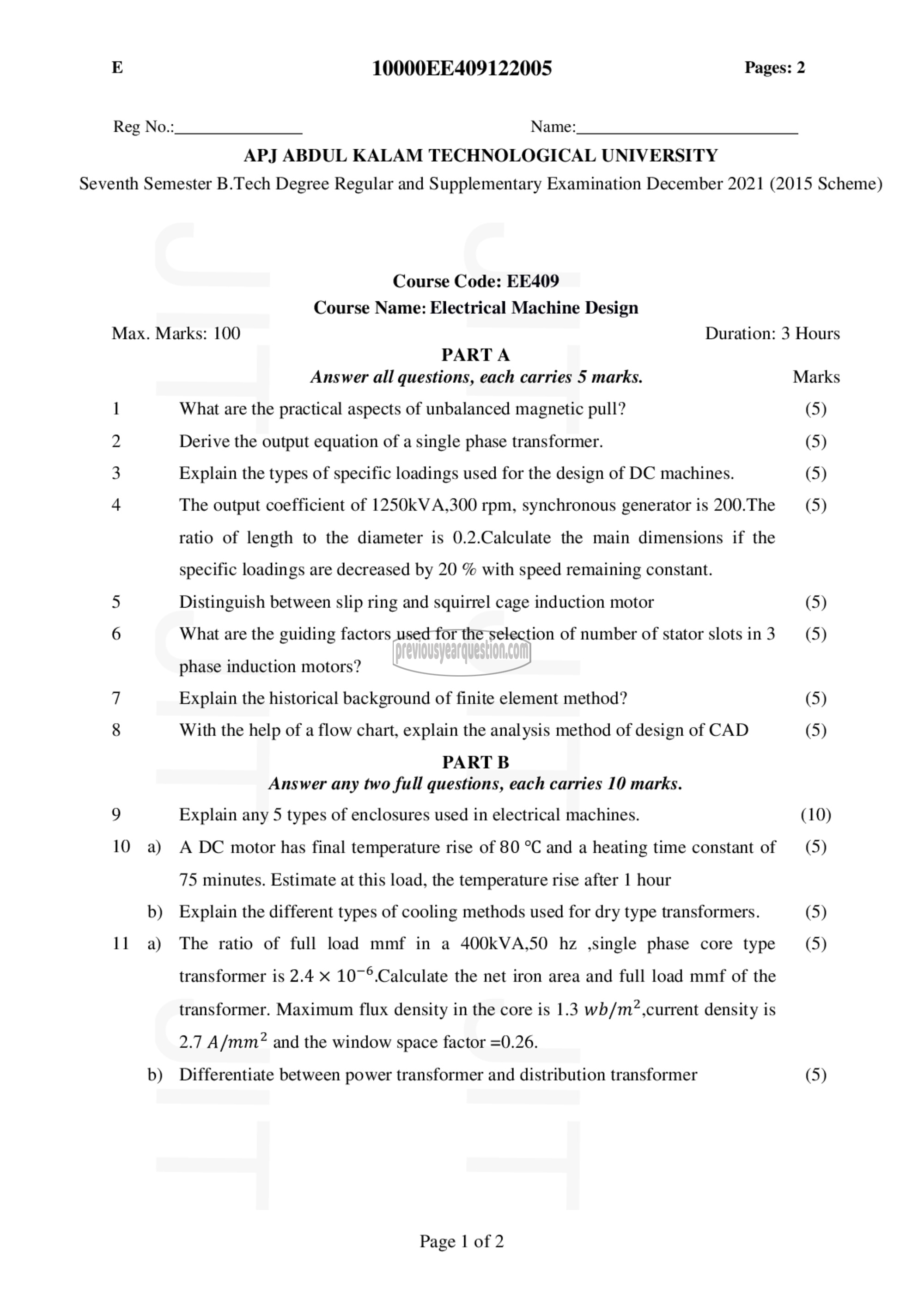 Question Paper - Electrical Machine Design-1