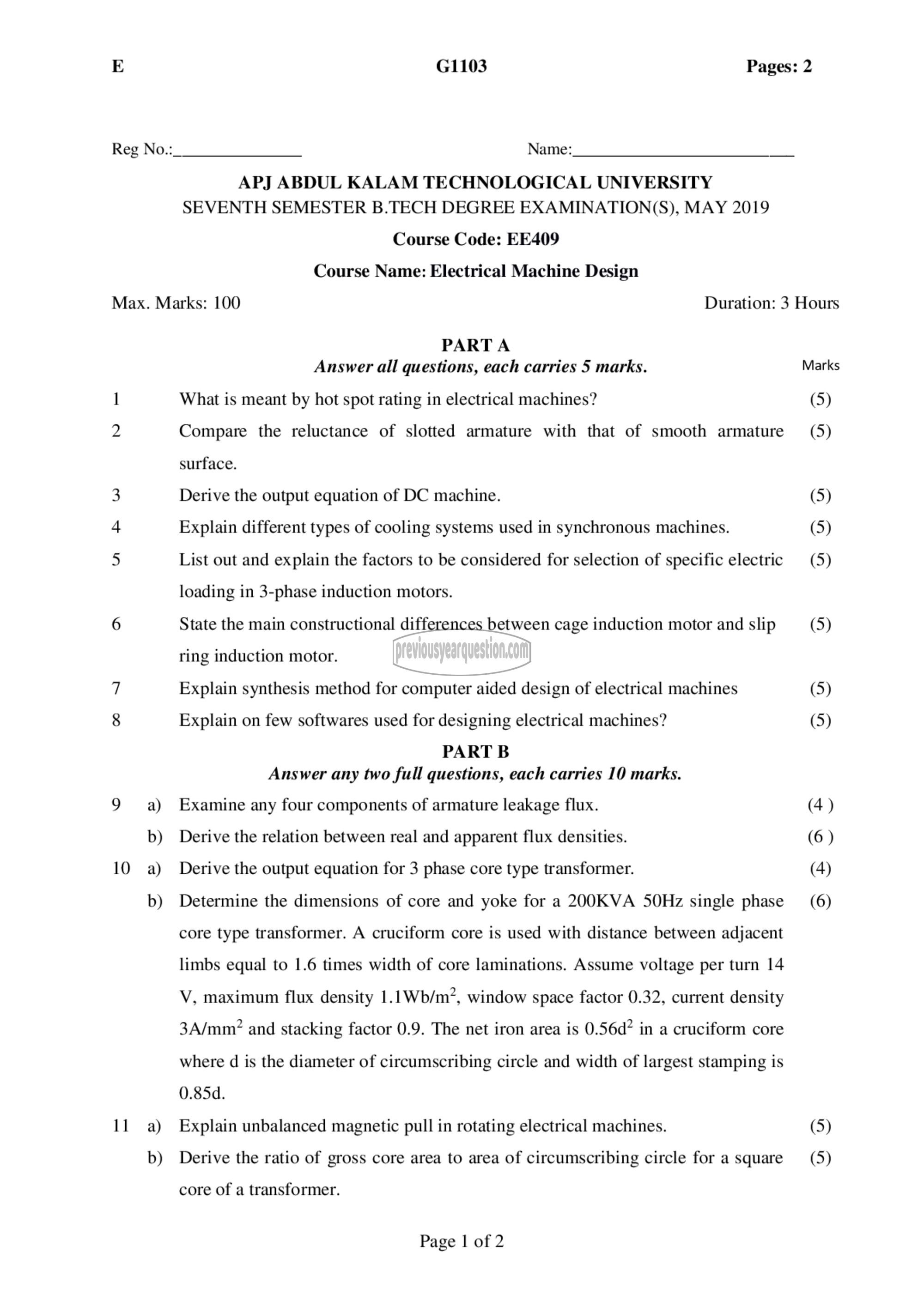 Question Paper - Electrical Machine Design-1