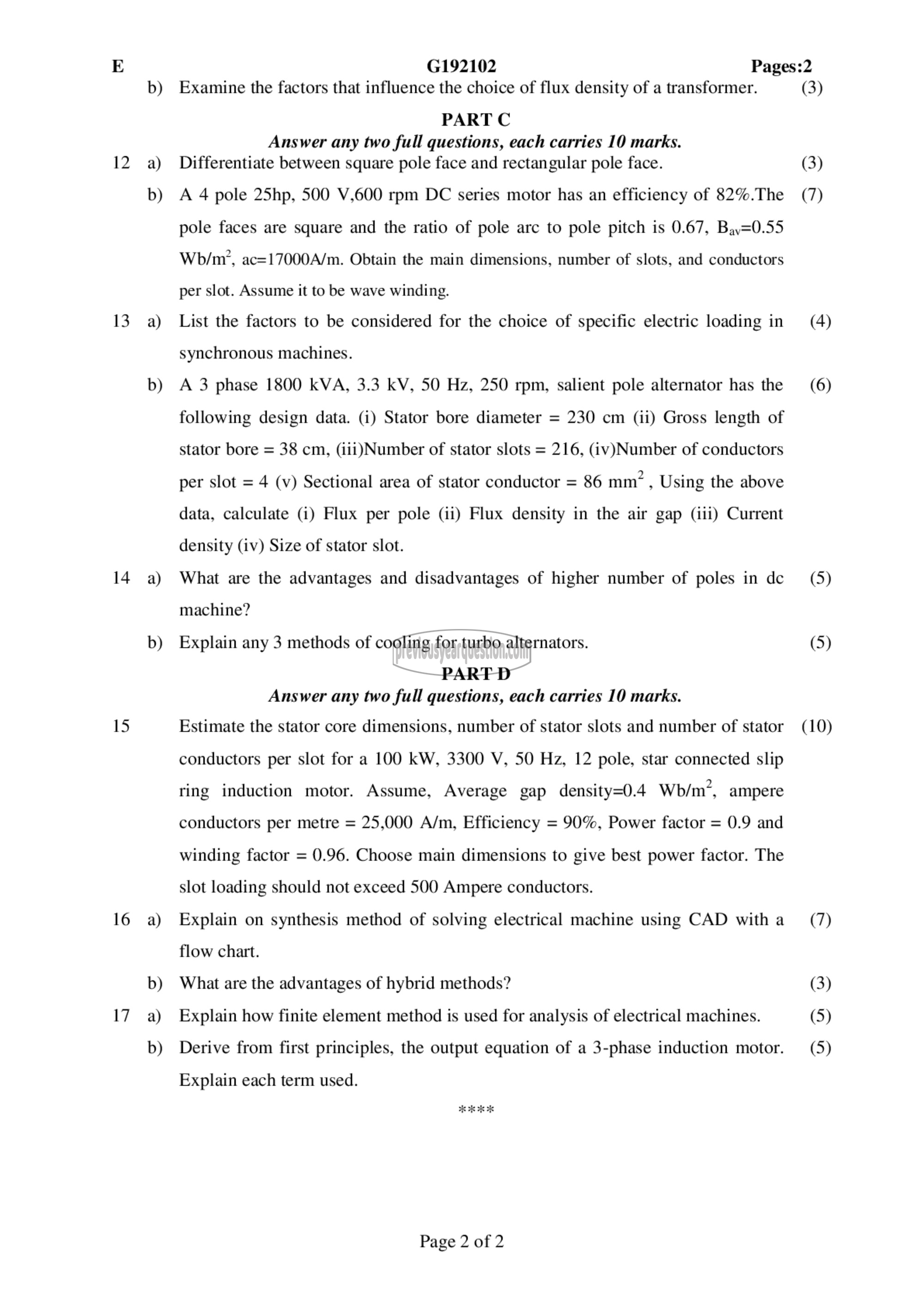 Question Paper - Electrical Machine Design-2