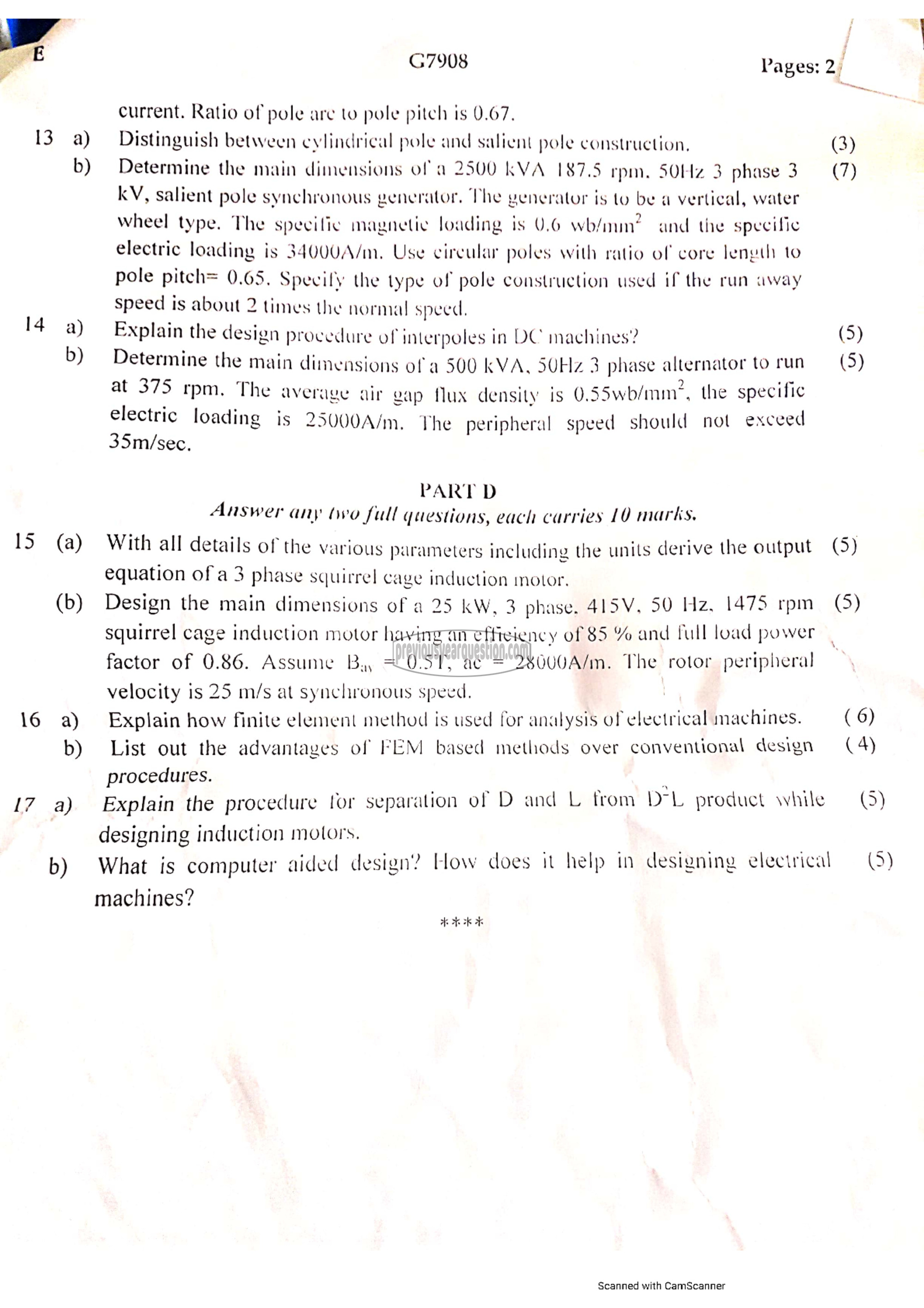 Question Paper - Electrical Machine Design-2