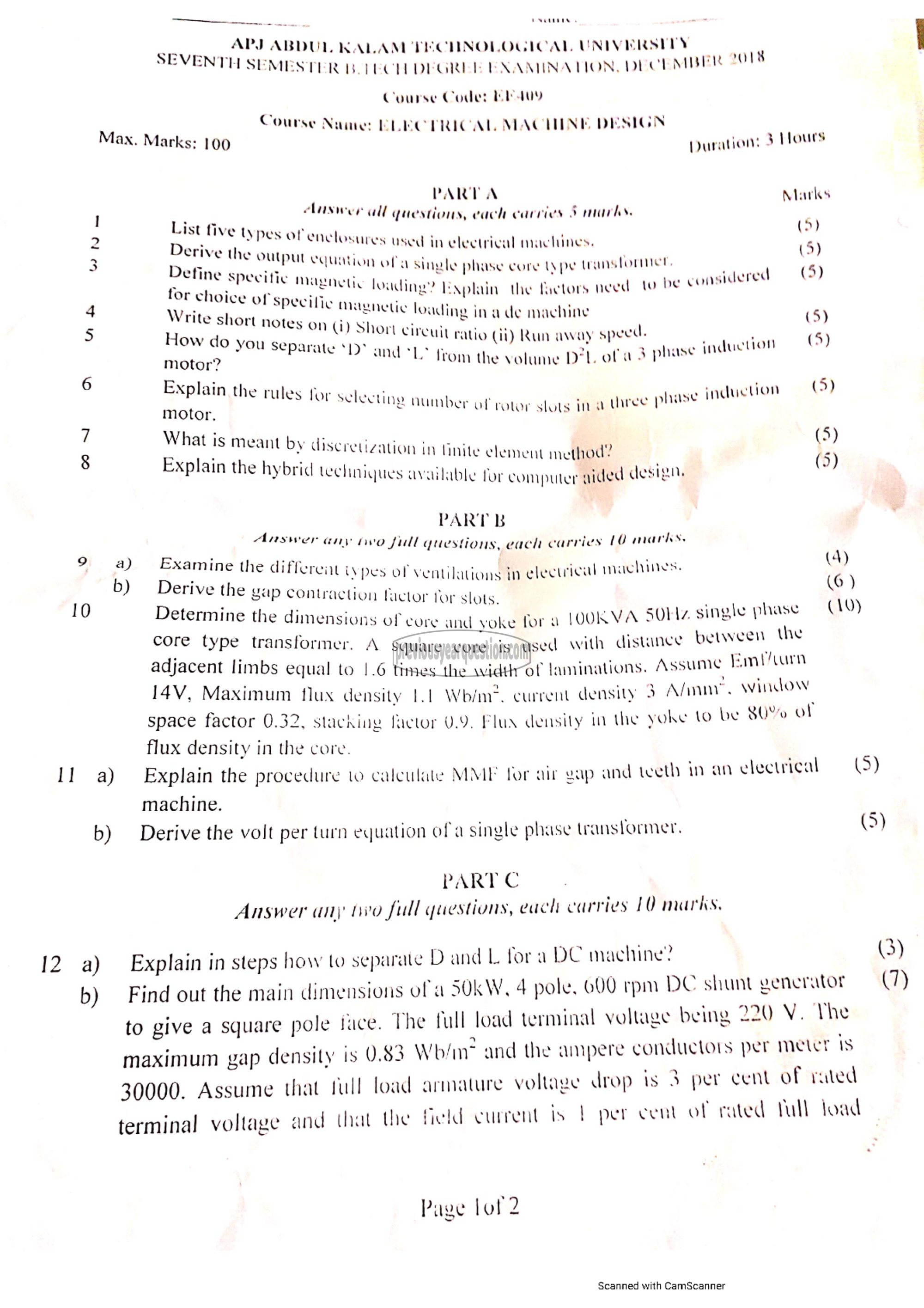 Question Paper - Electrical Machine Design-1