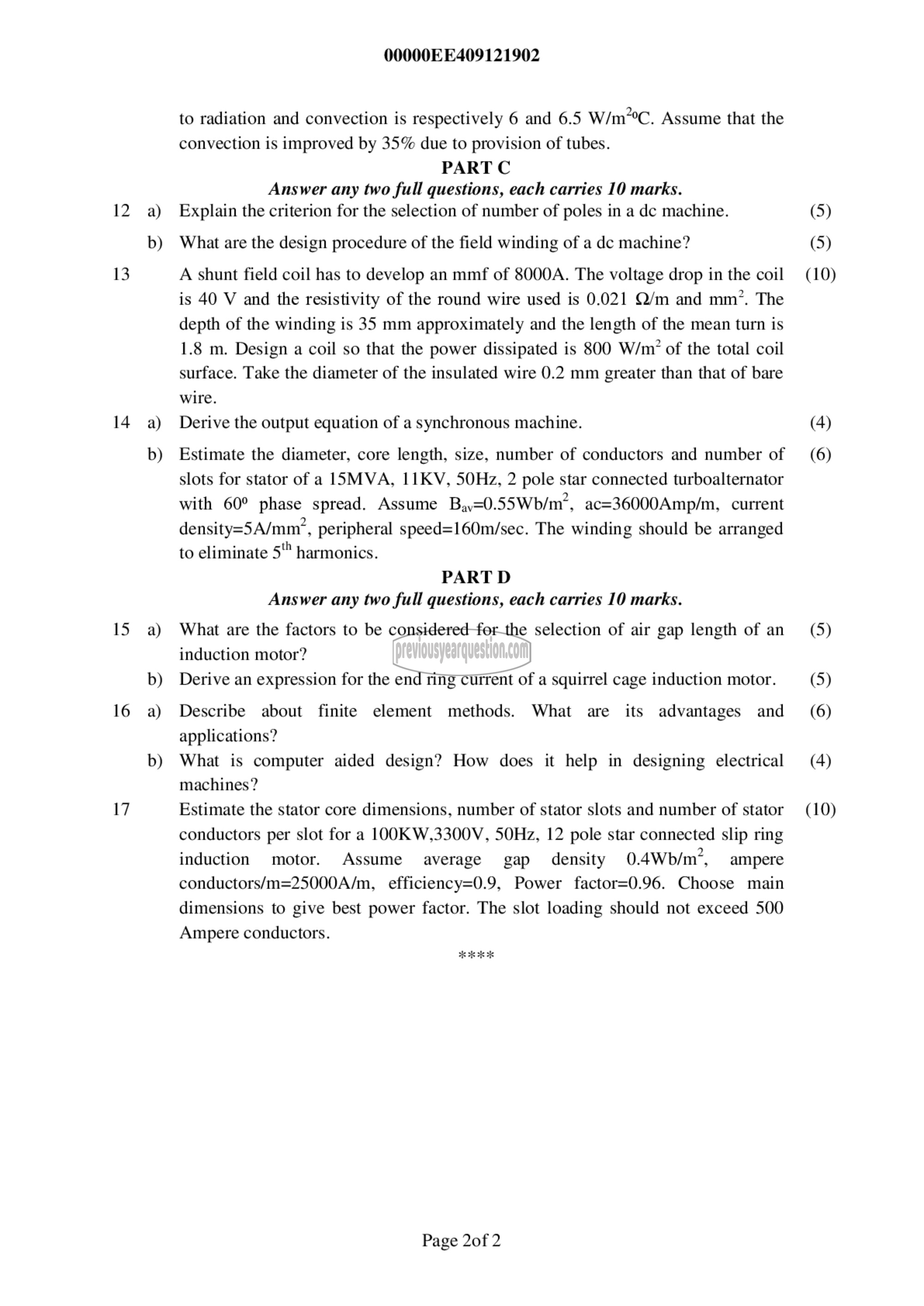 Question Paper - Electrical Machine Design-2