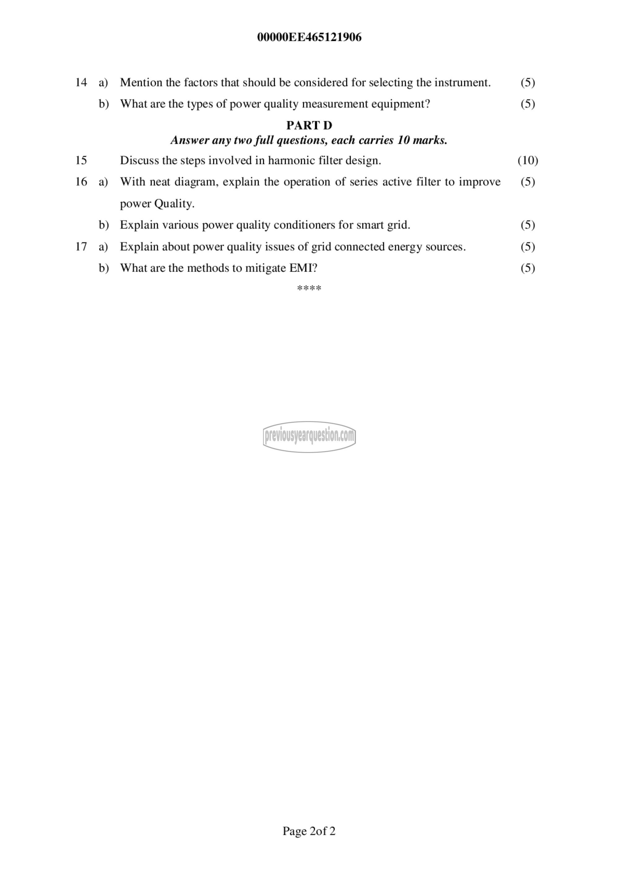 Question Paper - Power Quality-2