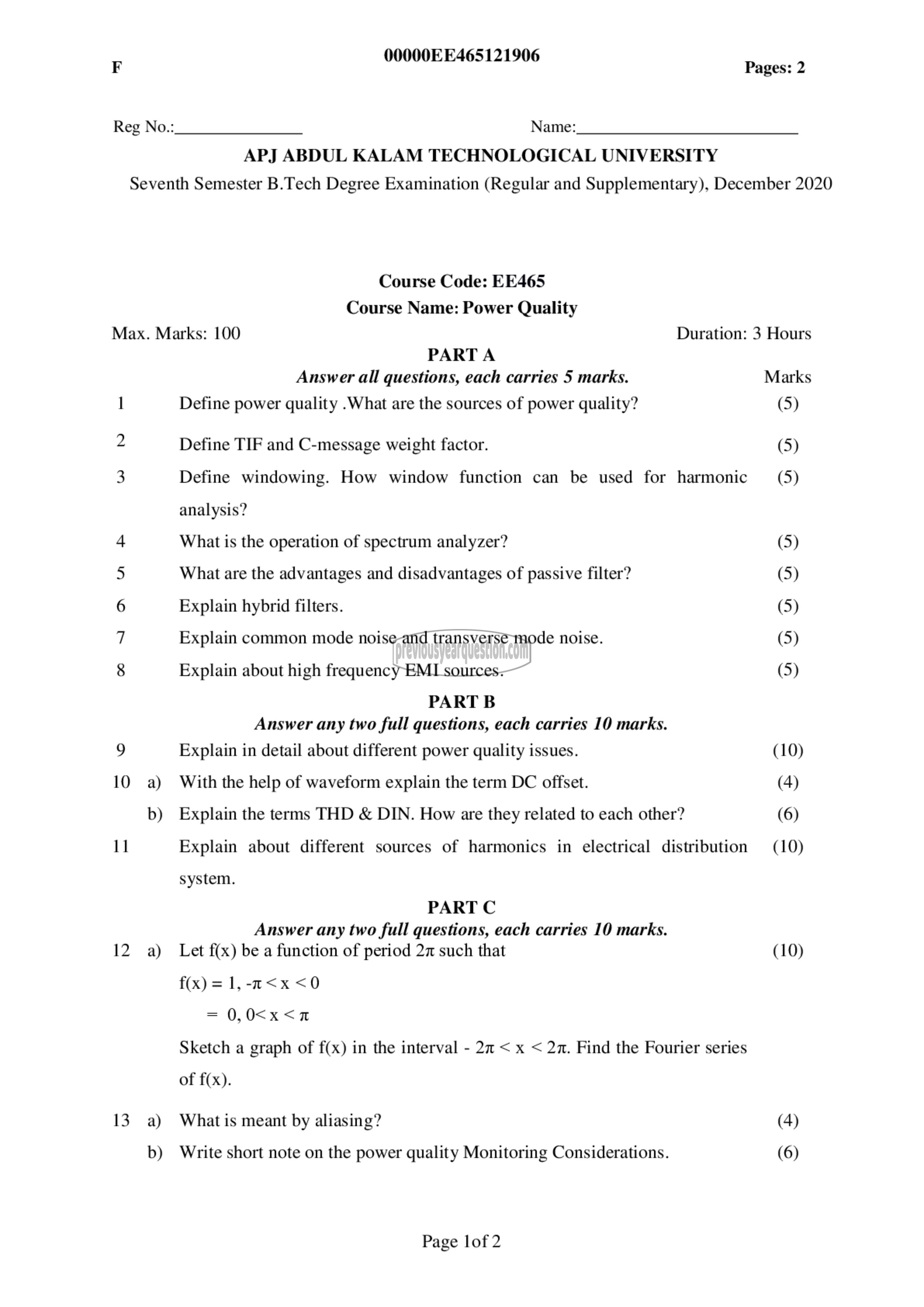 Question Paper - Power Quality-1