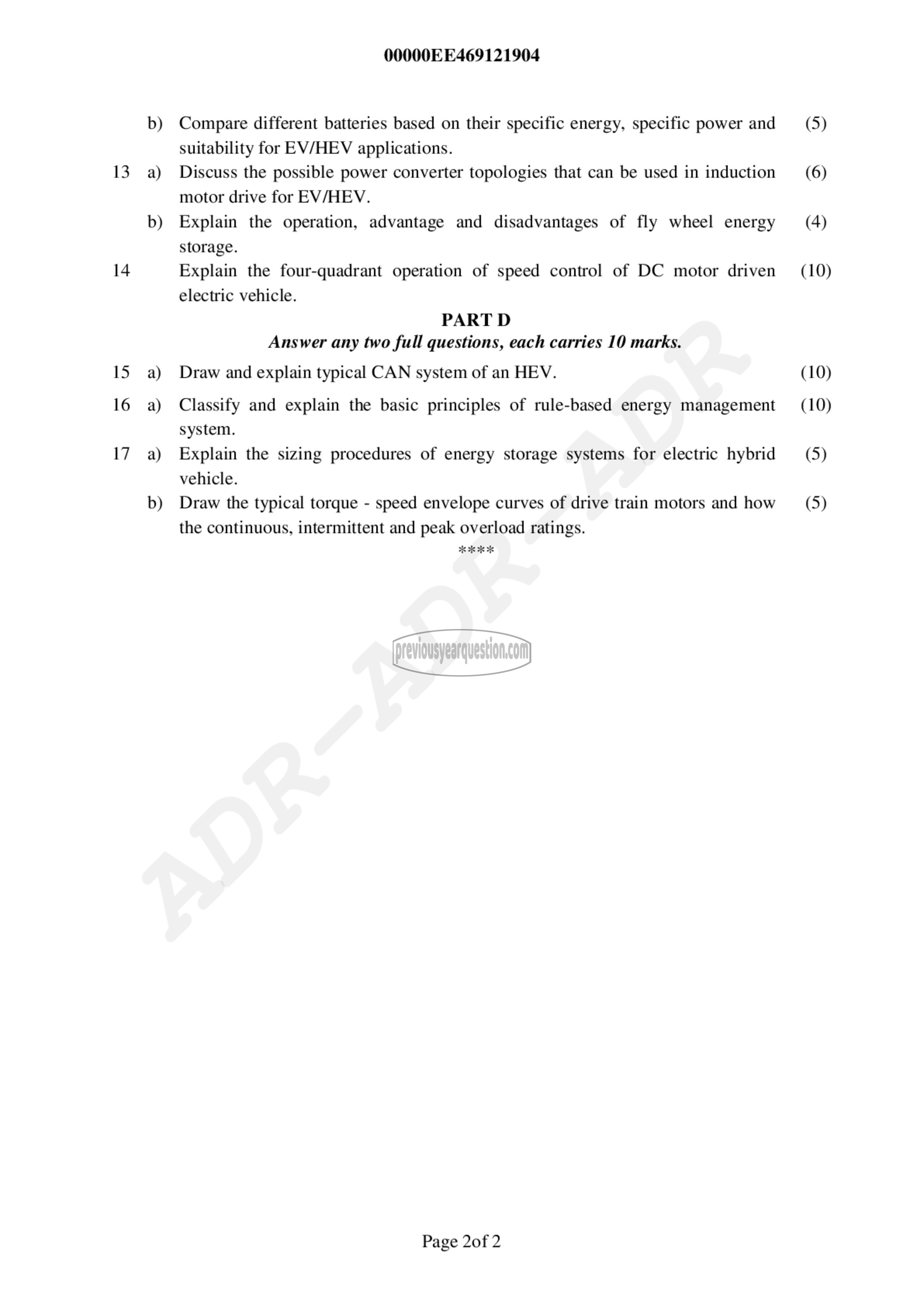 Question Paper - Electric and Hybrid Vehicles-2