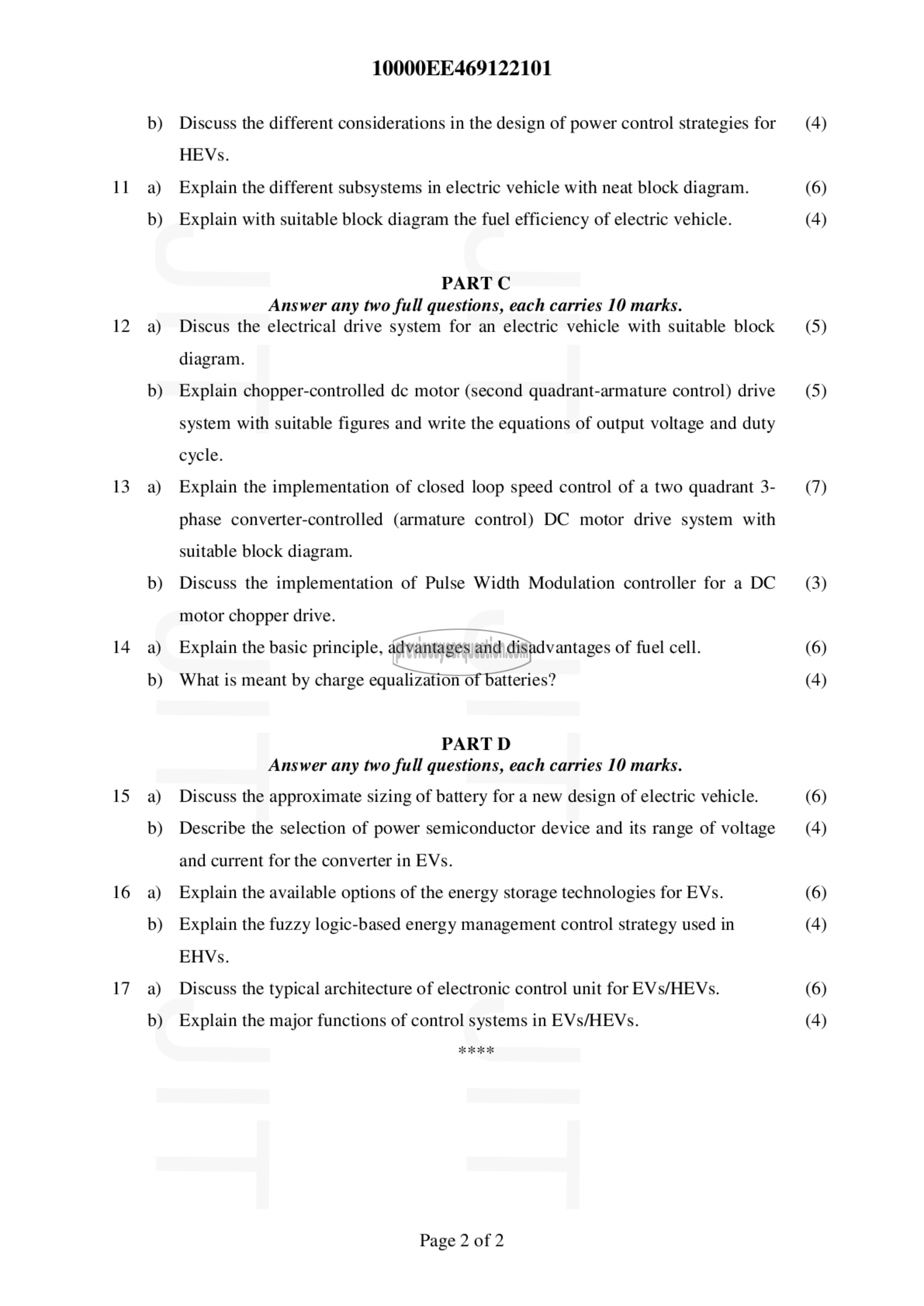 Question Paper - Electric and Hybrid Vehicles-2