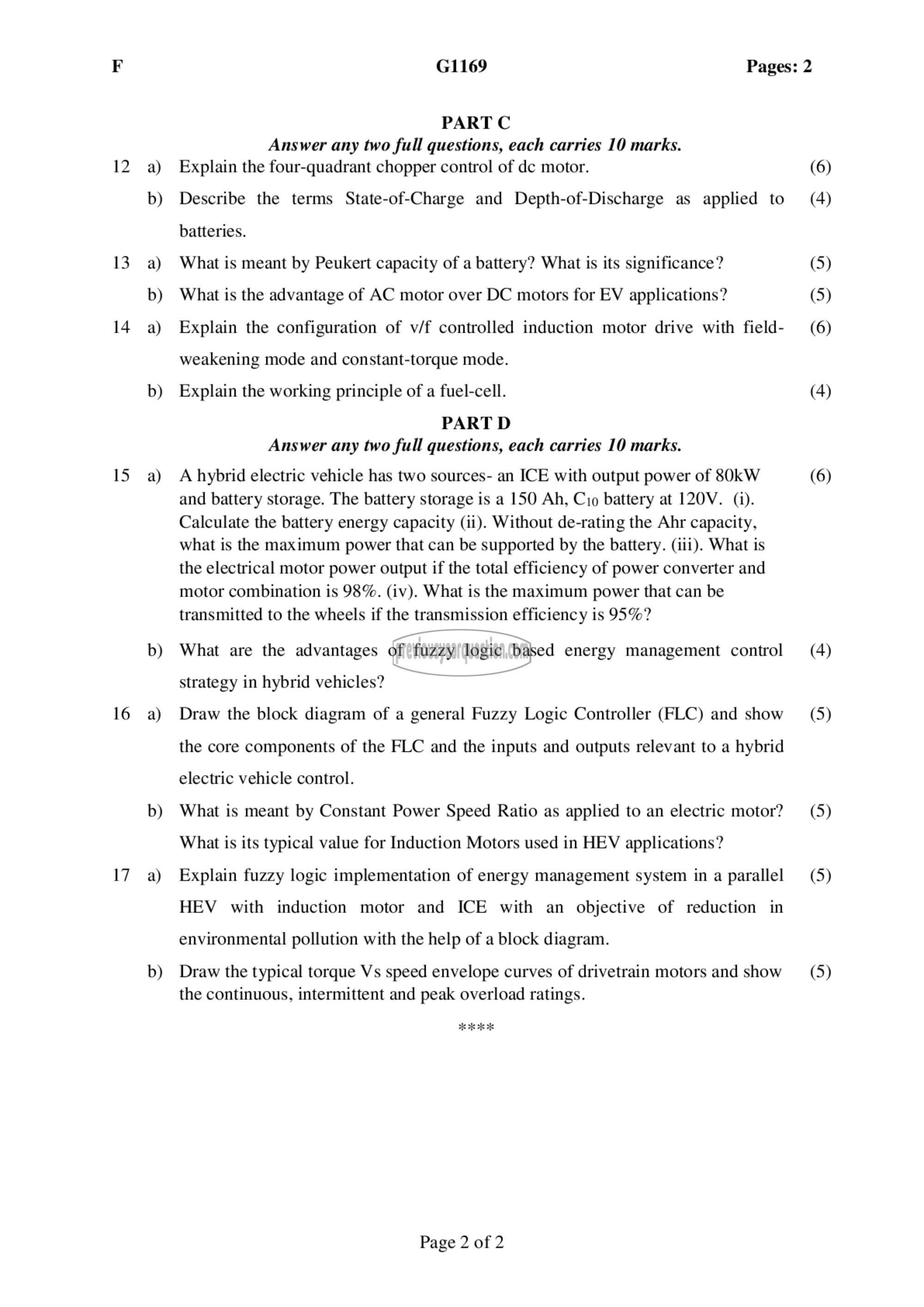 Question Paper - Electric and Hybrid Vehicles-2