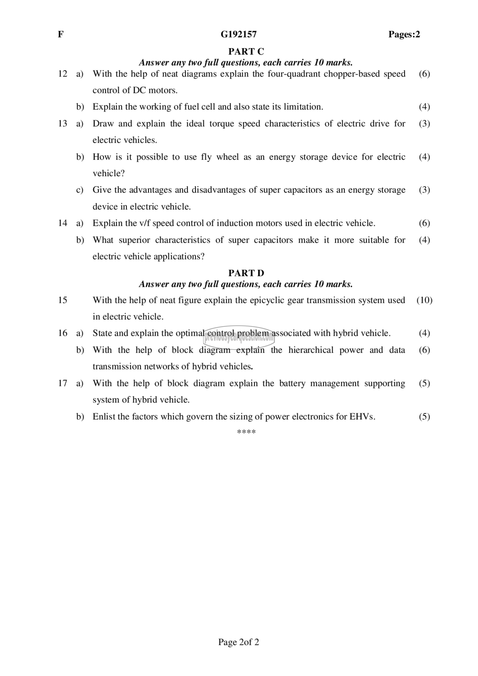 Question Paper - Electric and Hybrid Vehicles-2