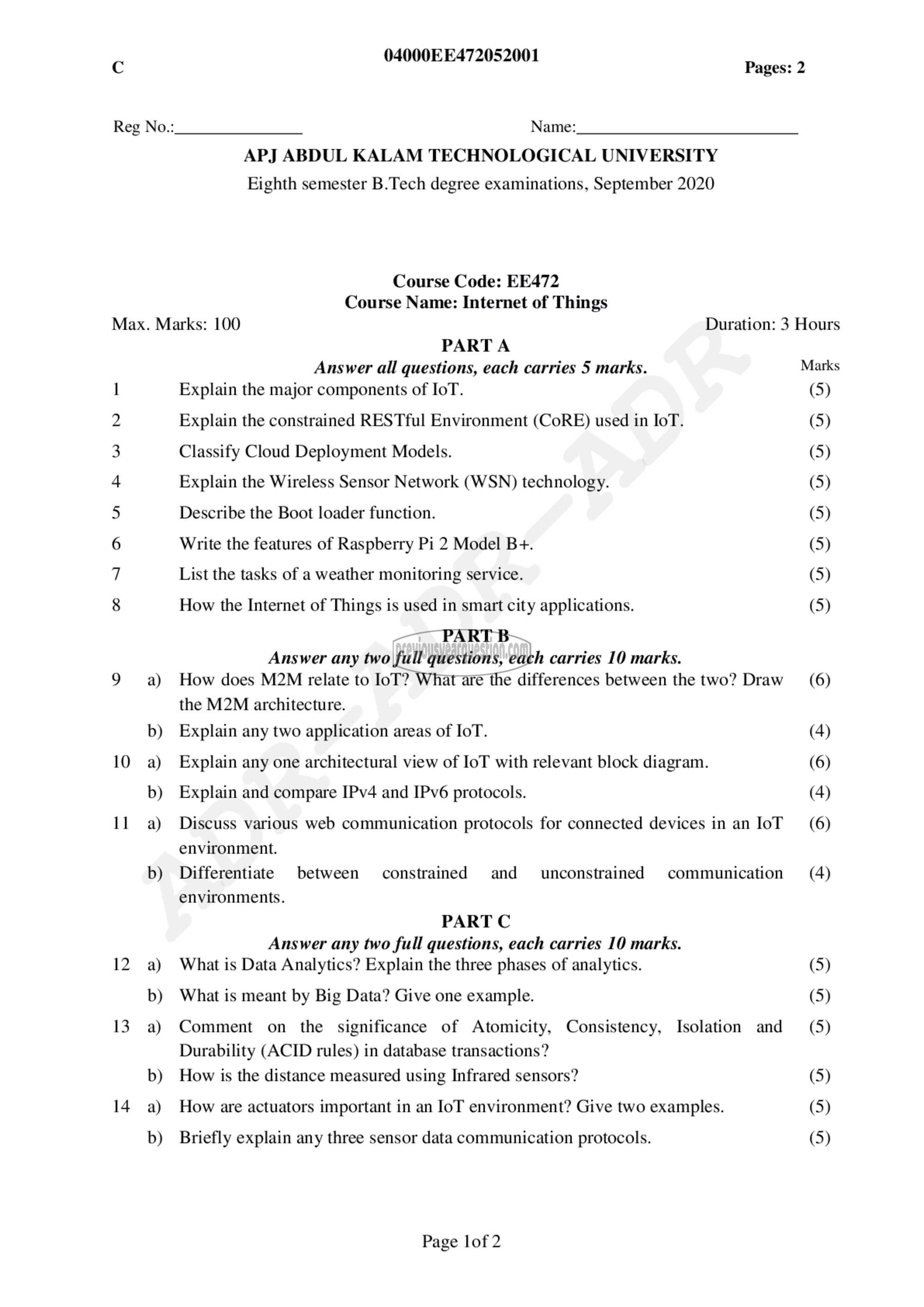 Question Paper - Internet of Things-1