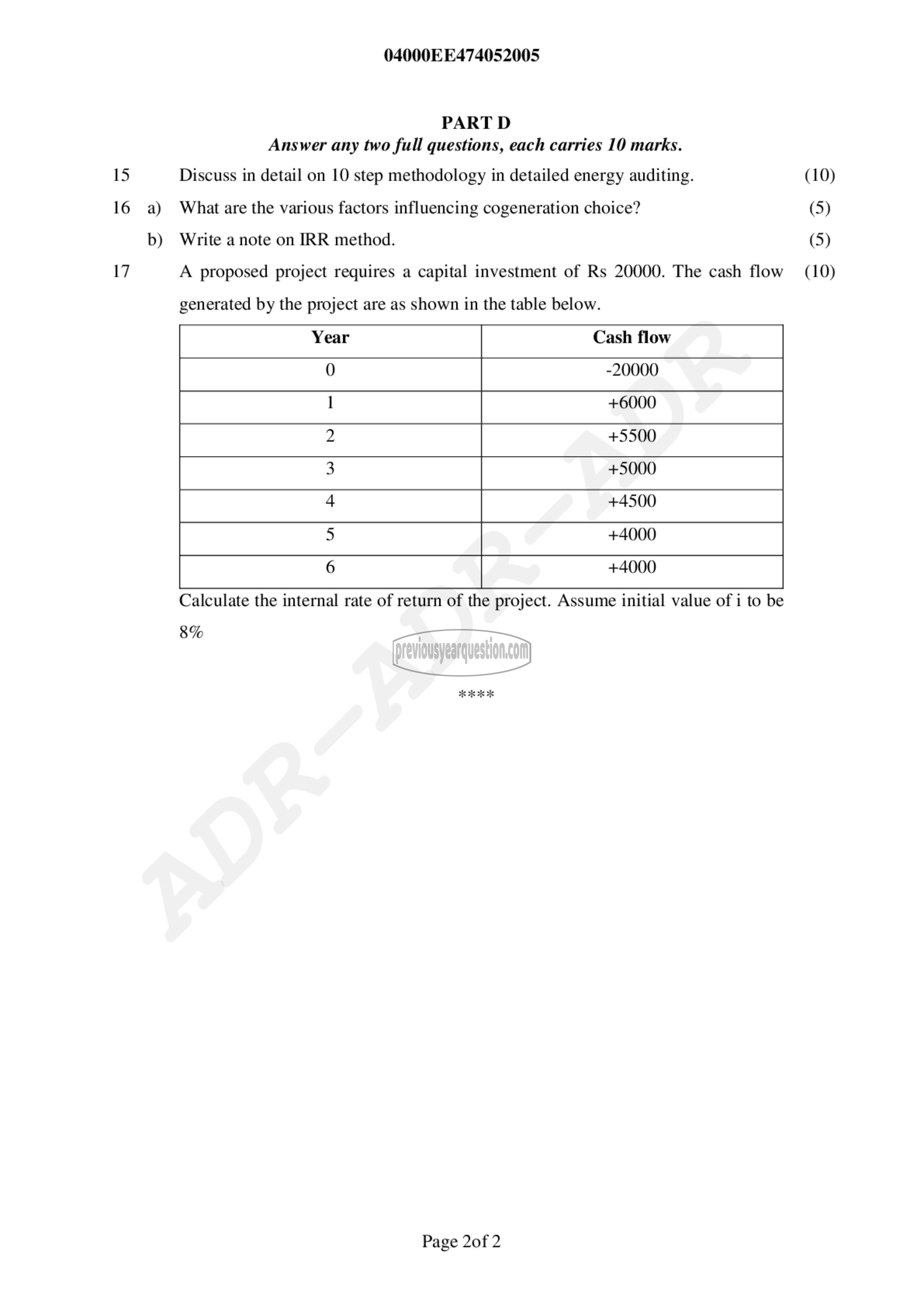 Question Paper - Energy Management and Auditing-2